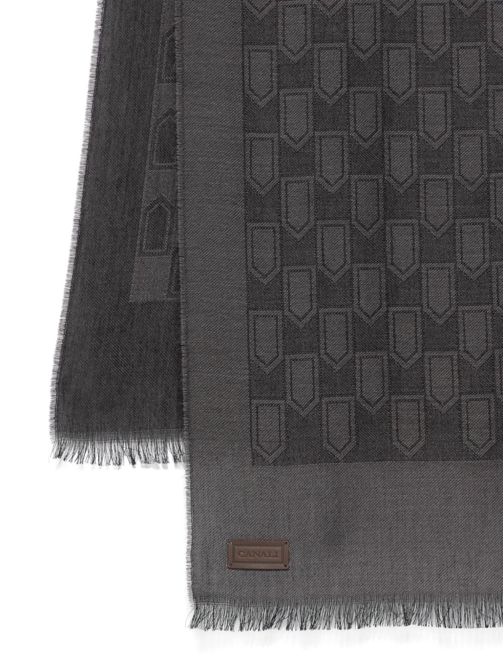 shield-pattern fringed scarf - 2