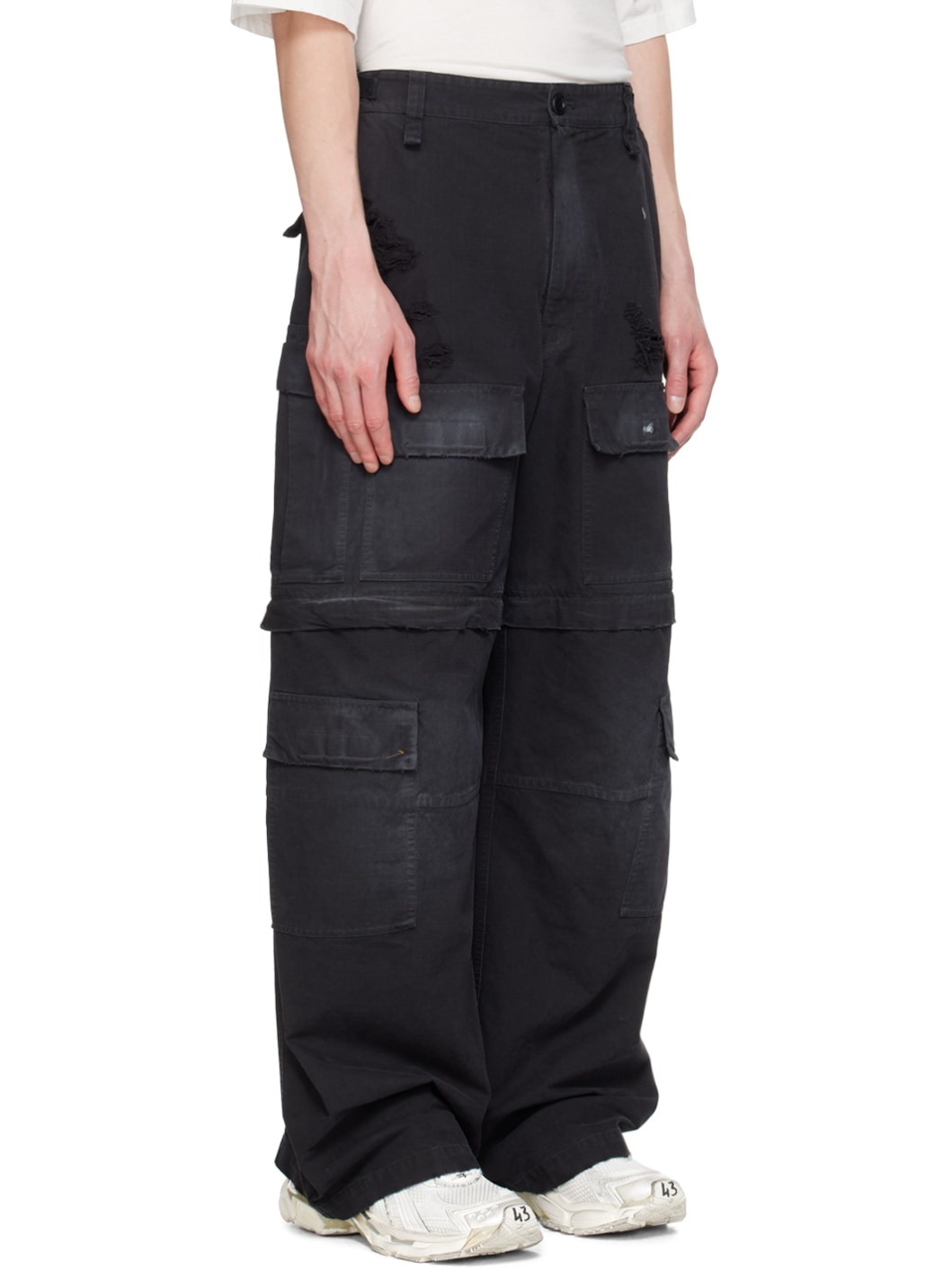 Black Large Cargo Pants - 2