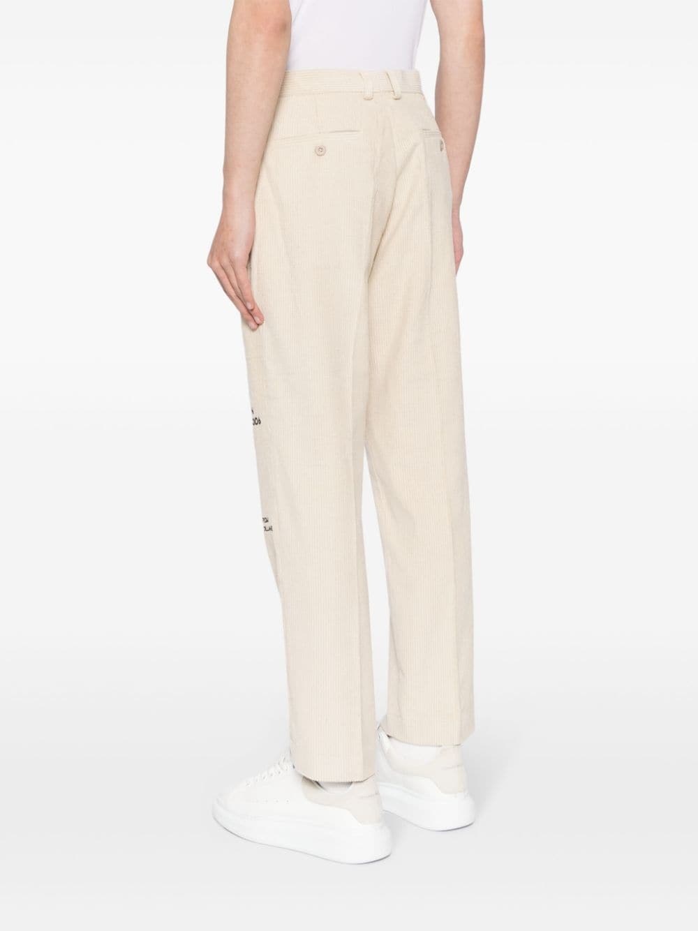 embroidered-motif corduroy trousers - 4