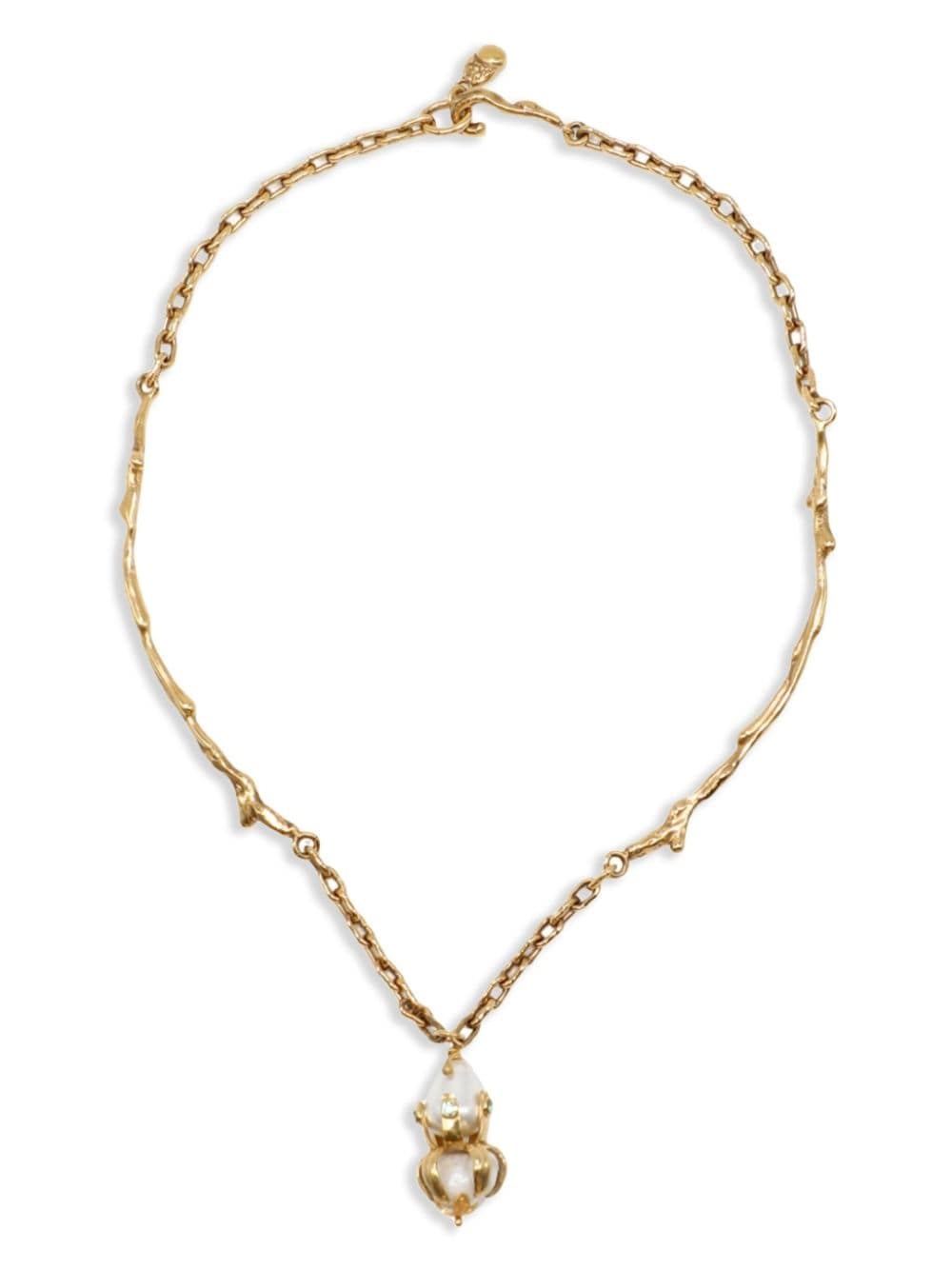 encased-pearl branch-motif necklace - 1