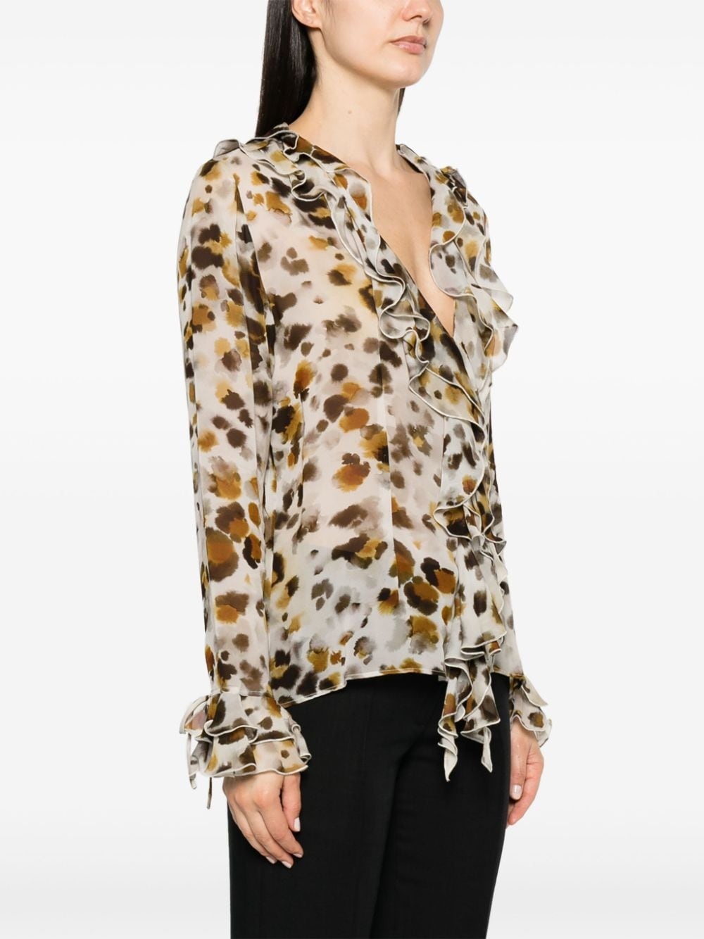 abstract-print chiffon blouse - 3