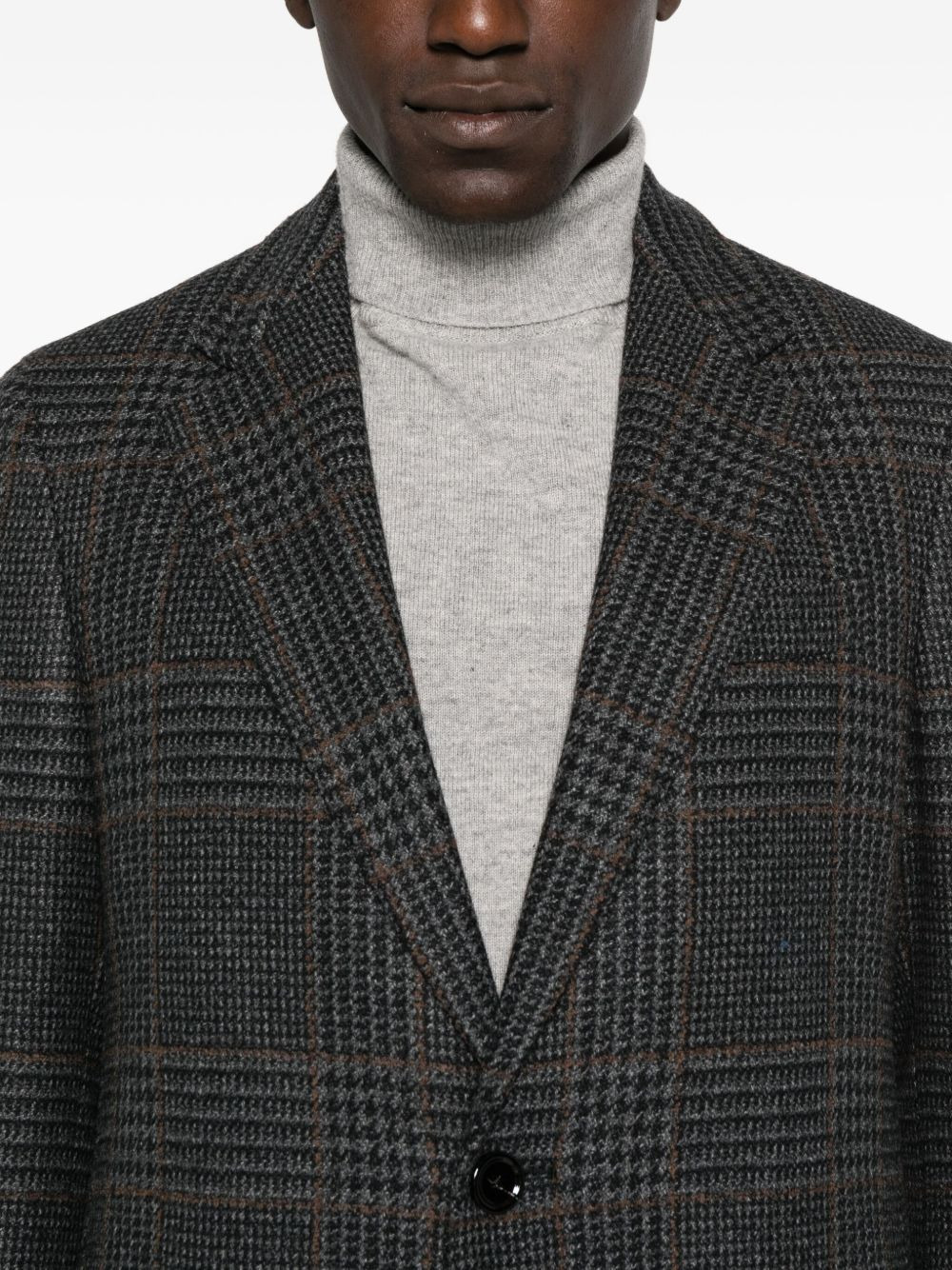checked wool coat - 5