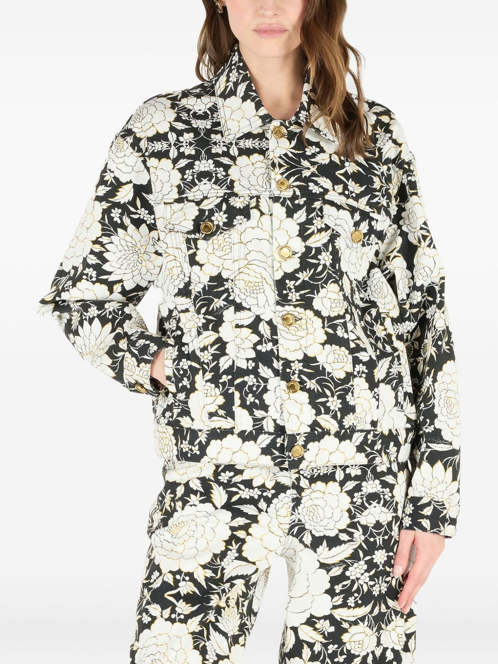 floral print denim jacket - 3