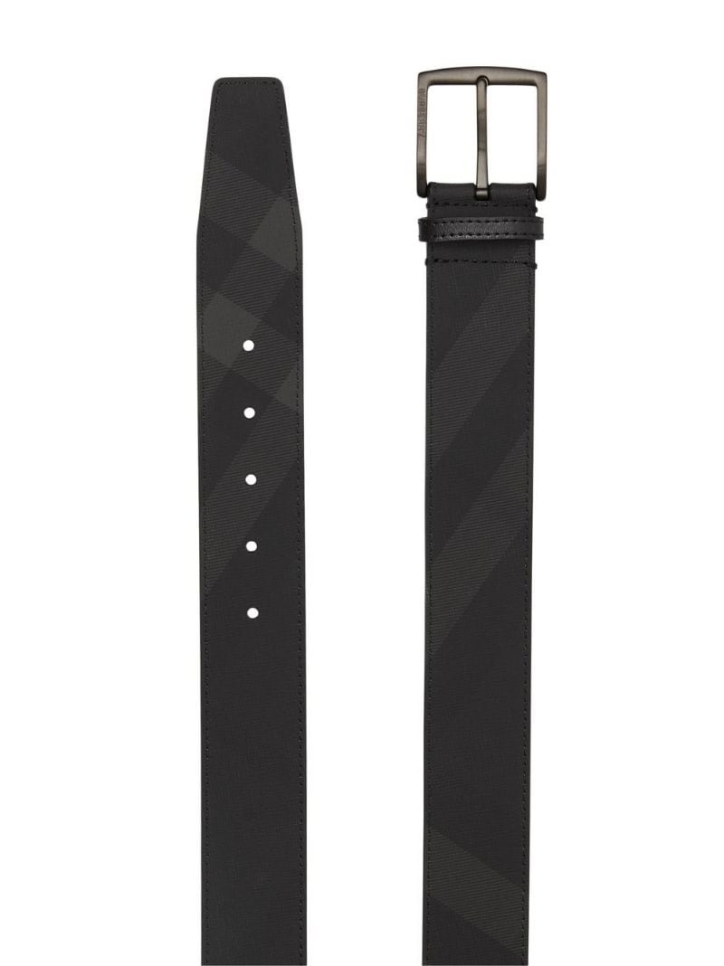 London Check leather belt - 2