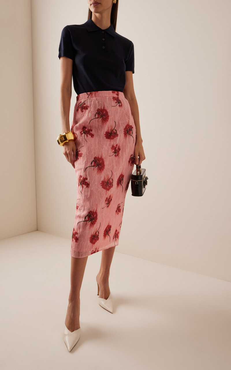 EMILIA WICKSTEAD Lorelei Crinkled Organza Midi Skirt pink outlook