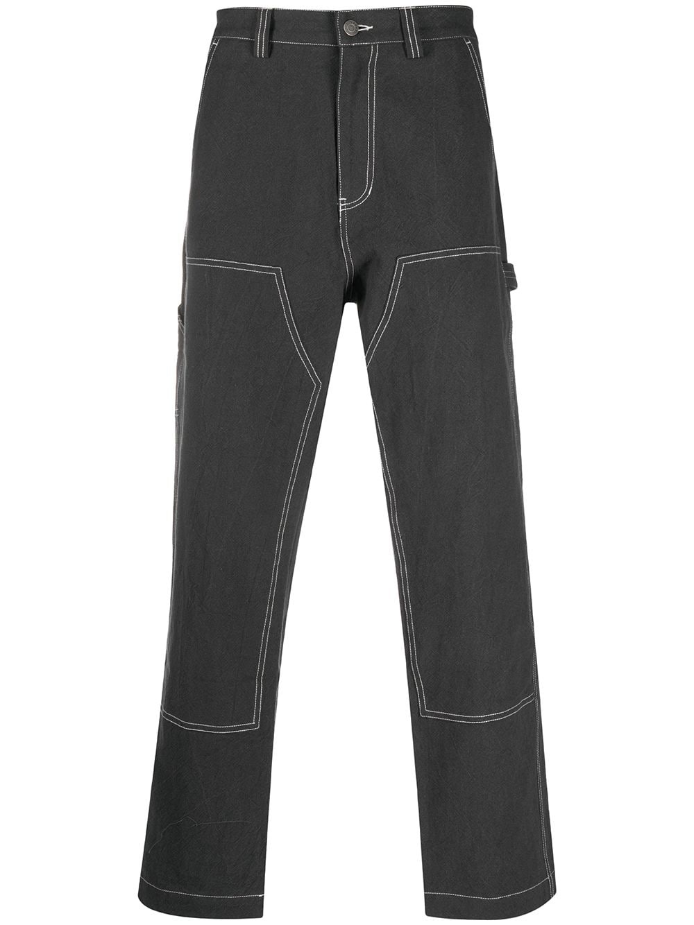 solid linen work pants - 1