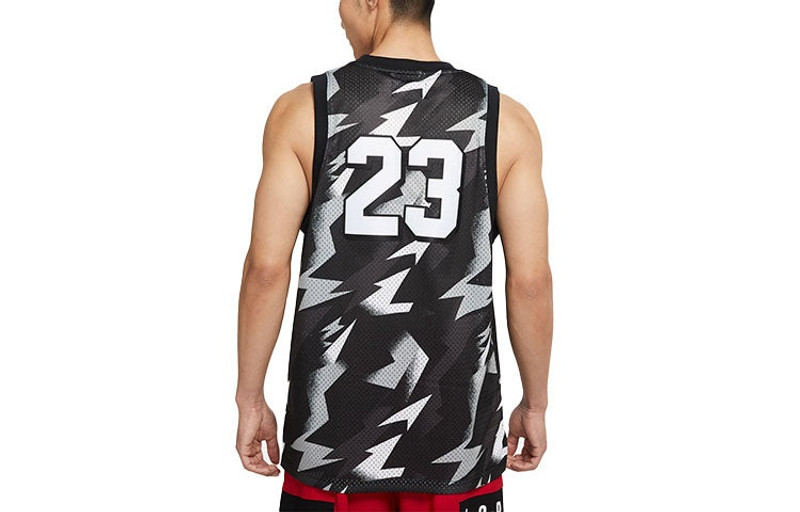 Jordan Air Jordan Contrasting Colors Pattern Alphabet Numeric Breathable Training Basketball Sports Vest Bl outlook