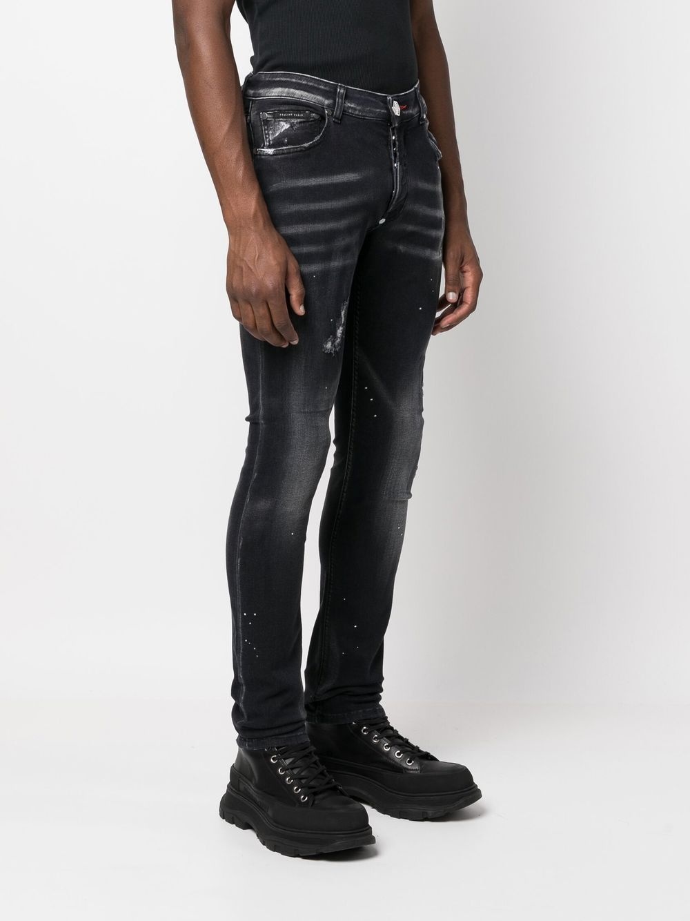 distressed skinny-cut jeans - 3