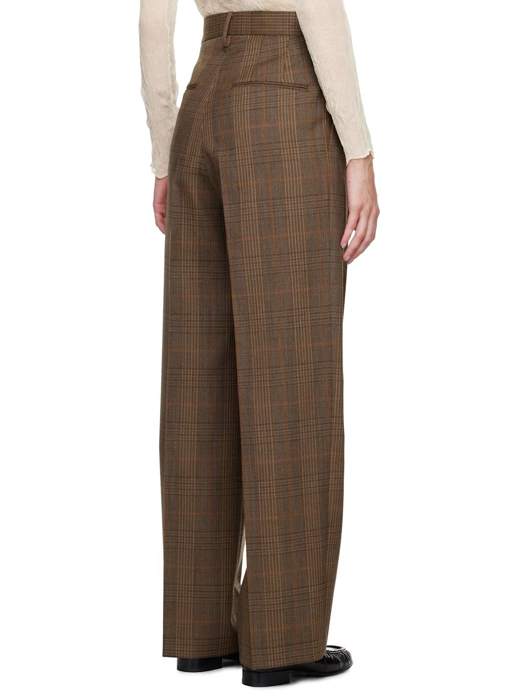 スーツ AURALEE BLUEFACED WOOL CHECK SLACKS 3 AURALEE Brown Bluefaced Wool Check Trousers | REVERSIBLE