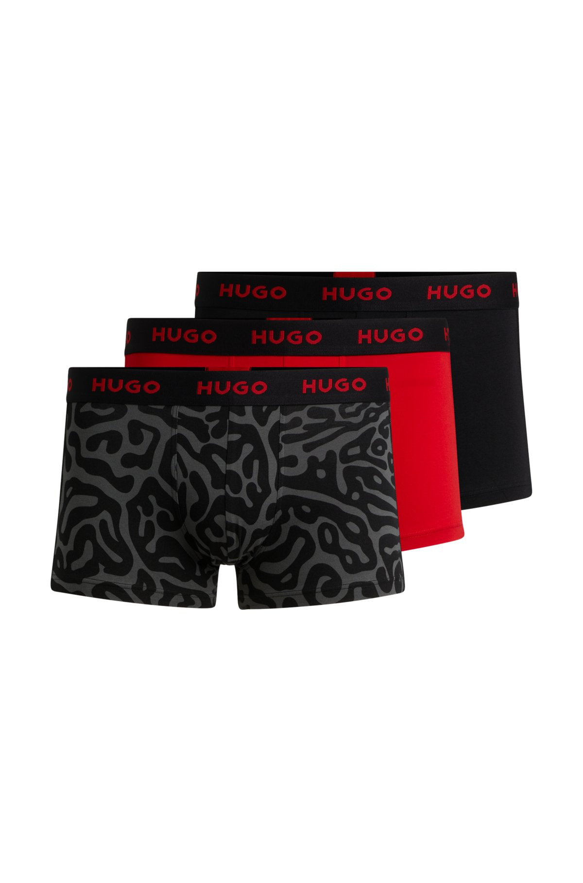 THREE-PACK OF STRETCH-COTTON TRUNKS WITH LOGO WAISTBANDS - 1