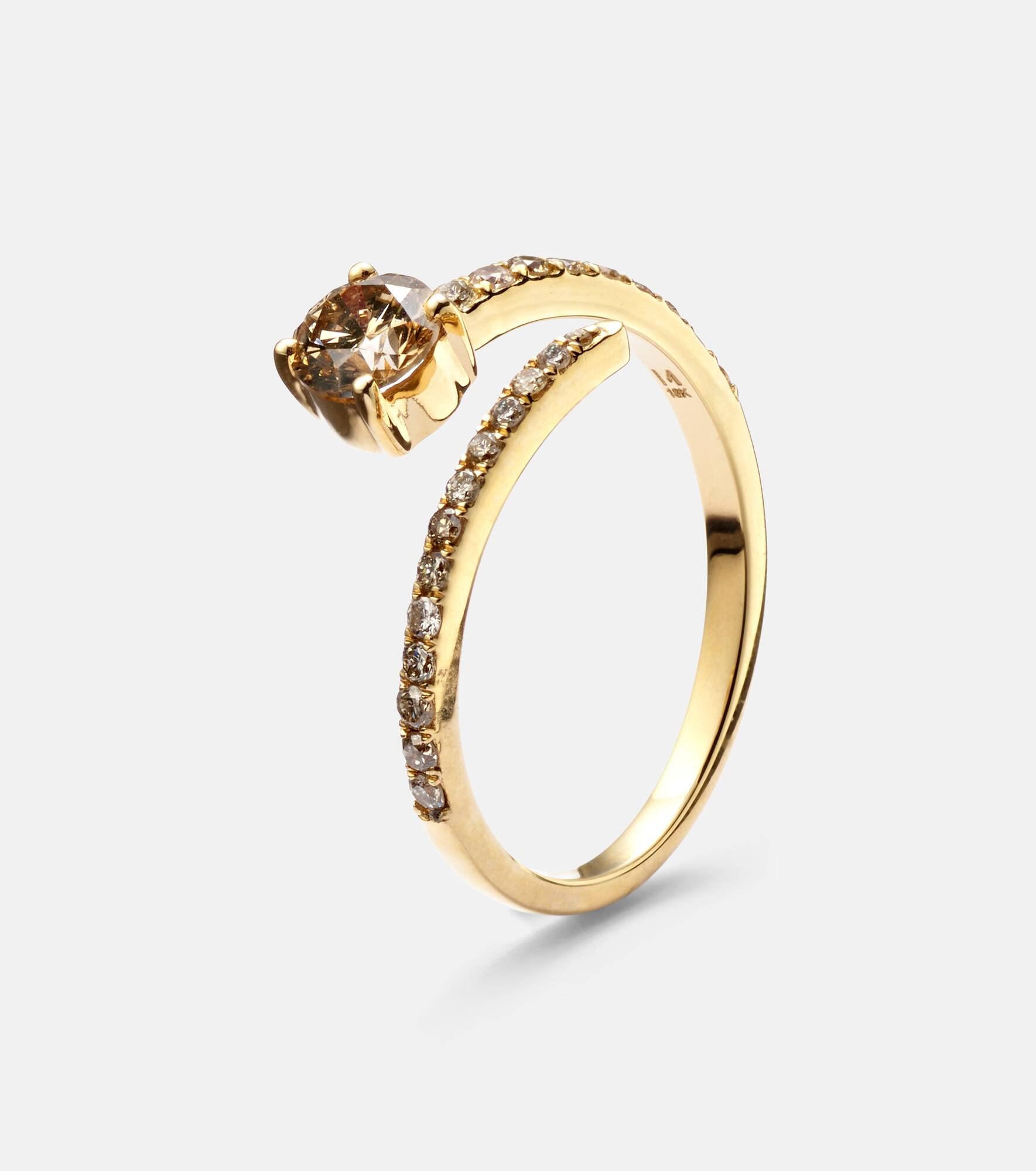 Grass Seed 18kt yellow gold ring with diamonds - 4