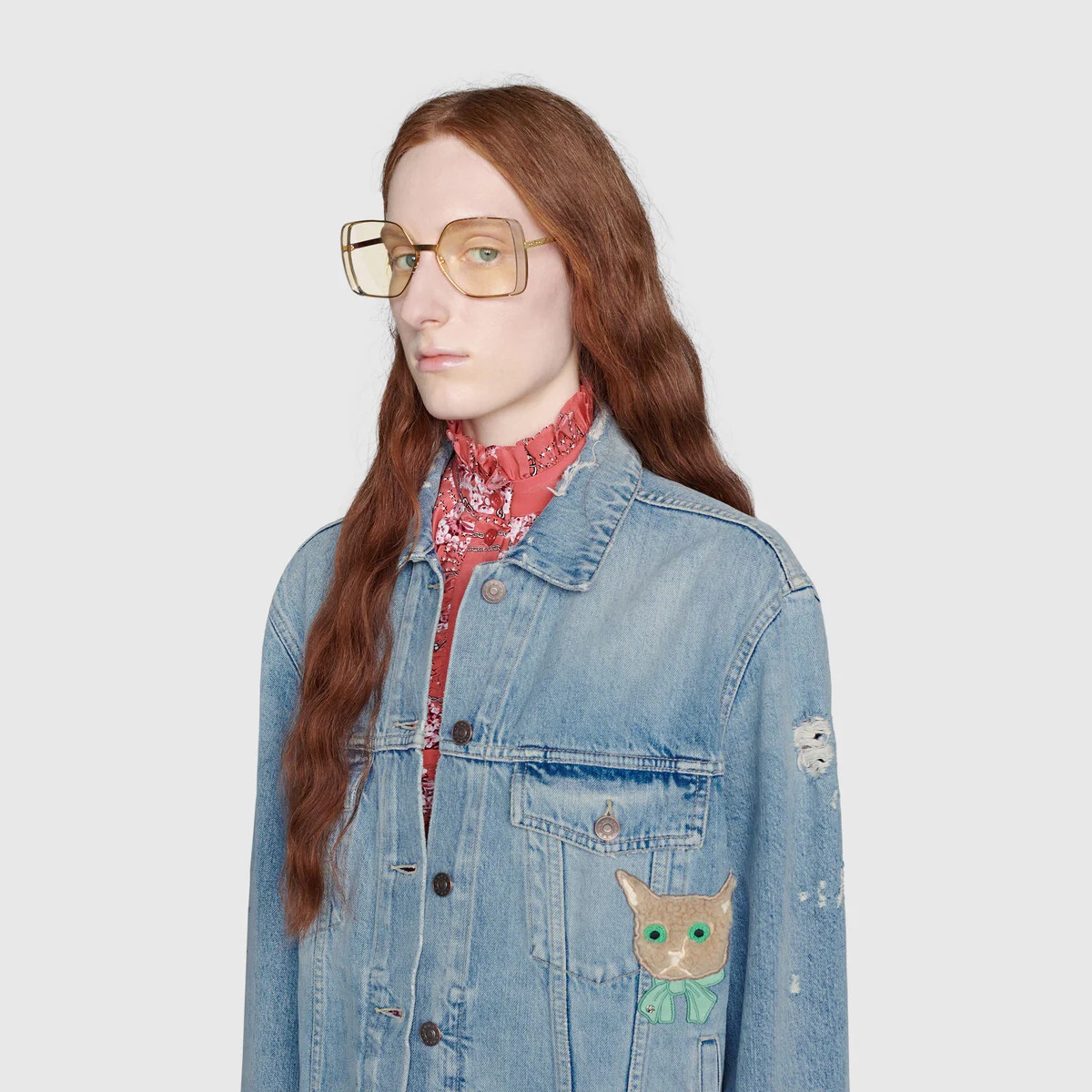 Gucci cat organic denim jacket - 5