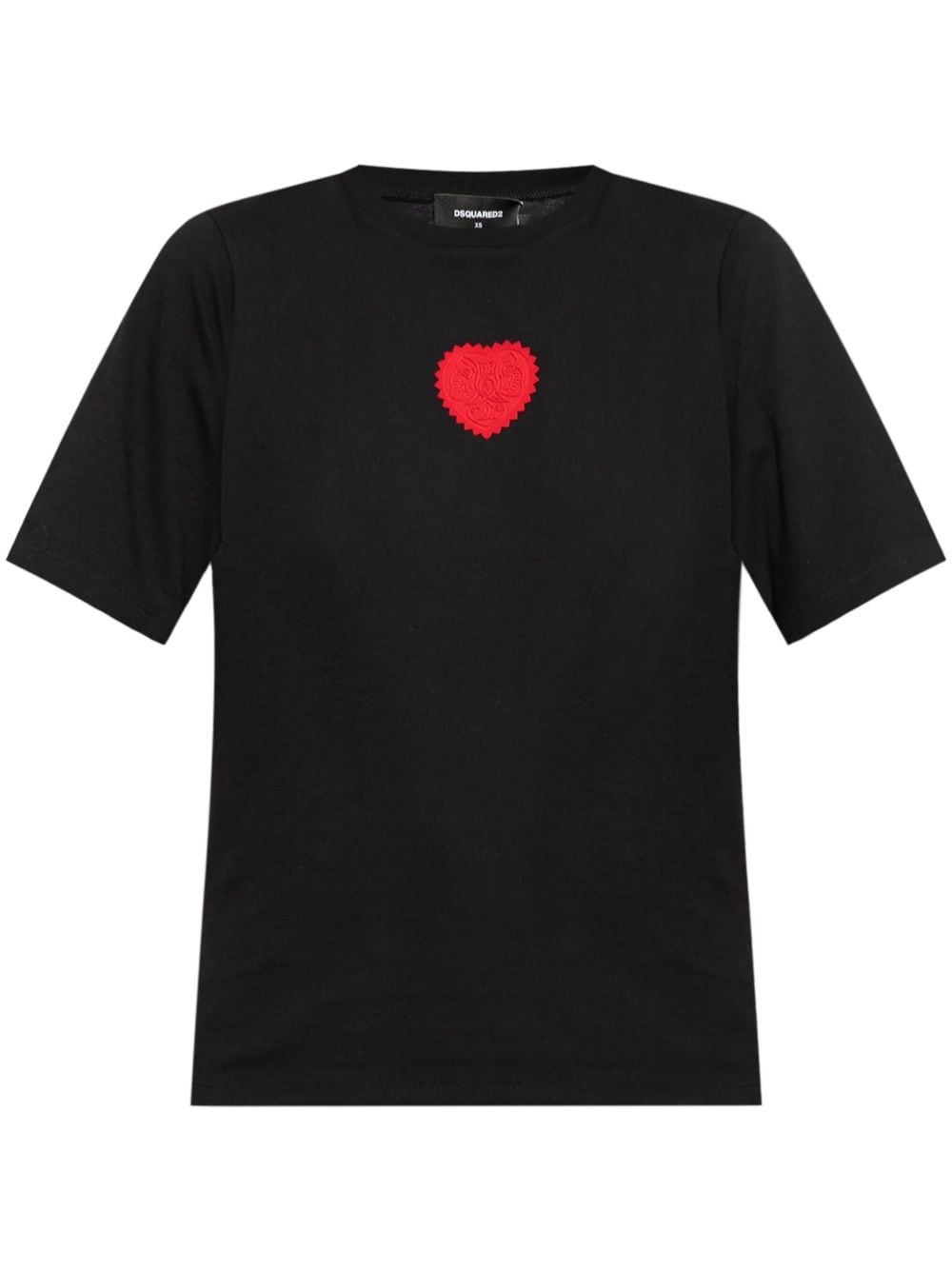 heart-patch cotton T-shirt - 1