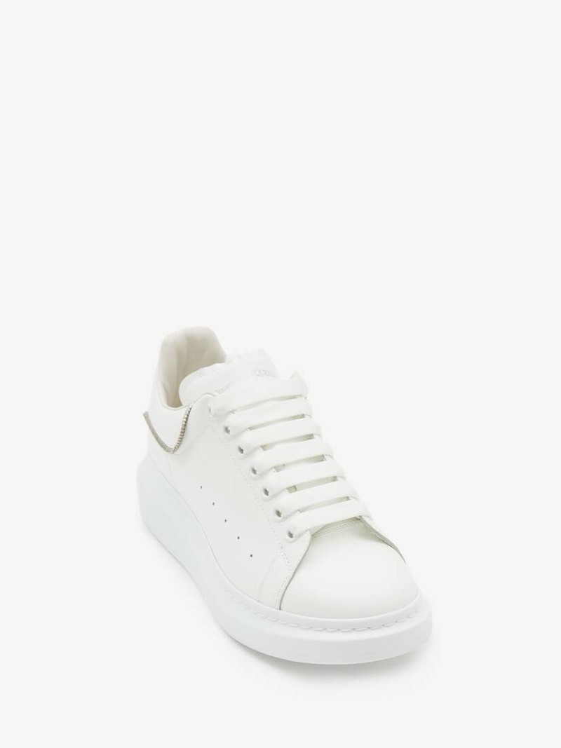 Alexander McQueen Oversized Sneaker in White/silver outlook