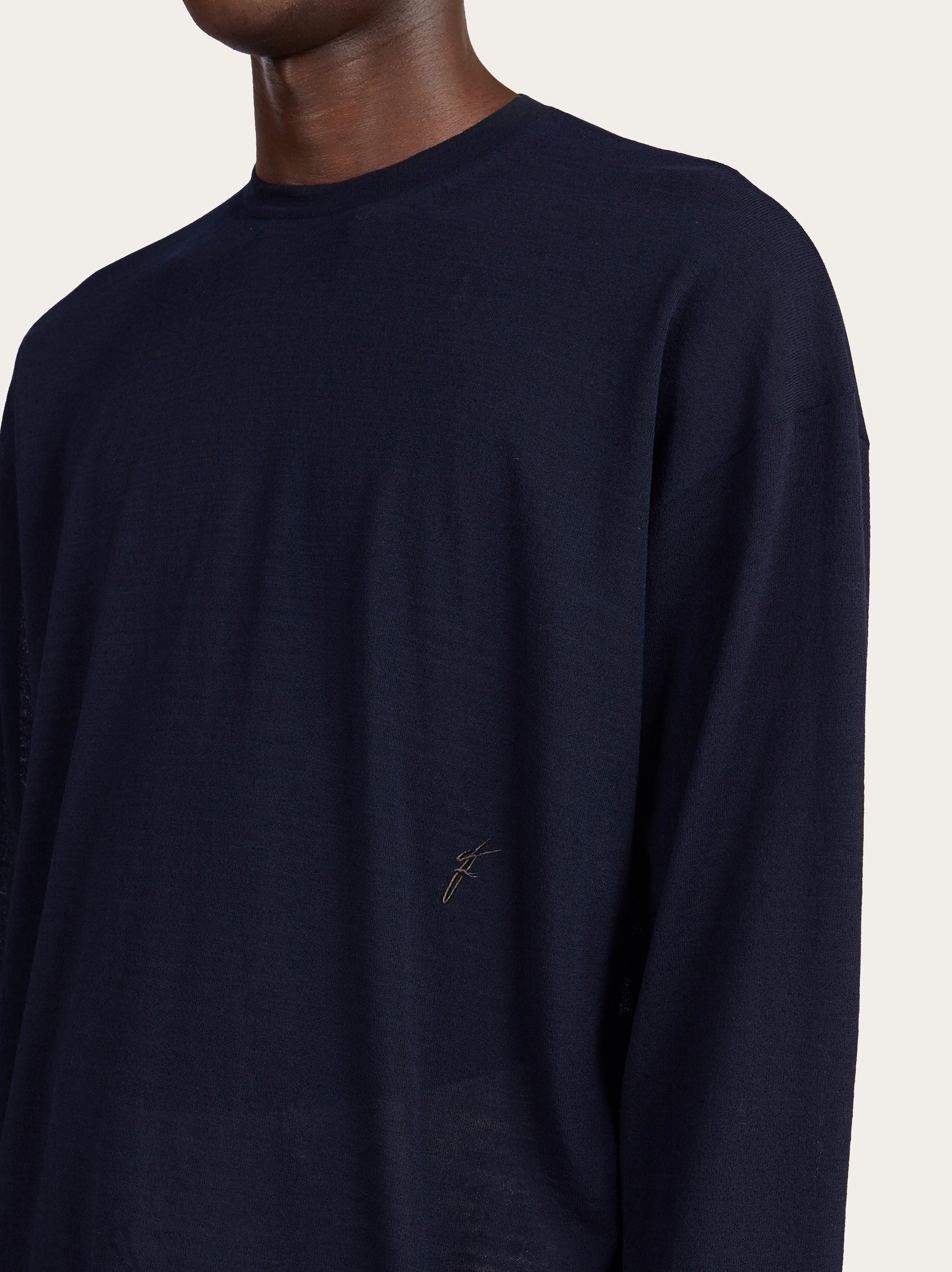 Jersey wool crew neck sweater - 4