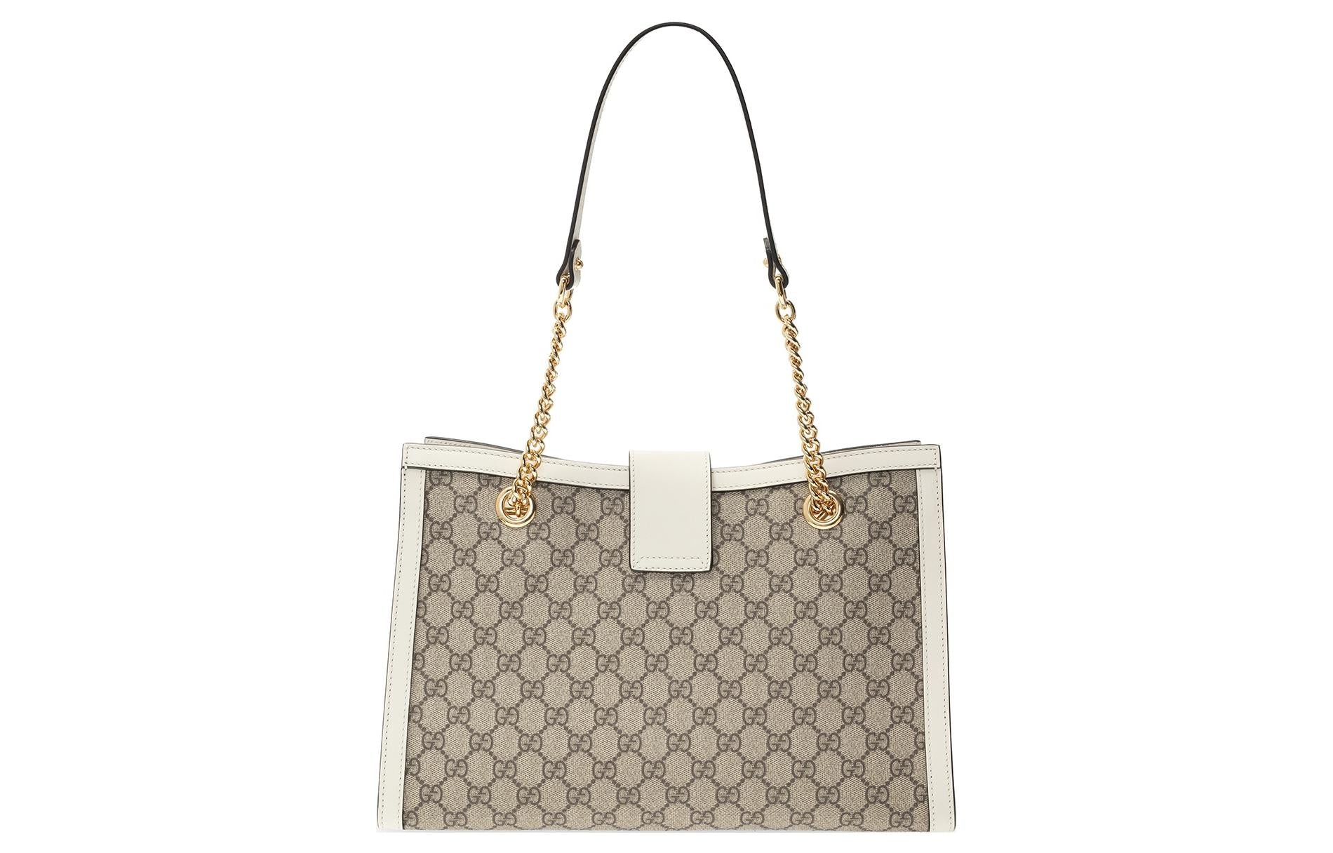 (WMNS) Gucci Padlock Middle-Sized BackBag White/Brown 479197-KHNKG-9761 - 3