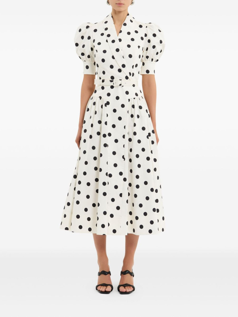 REBECCA VALLANCE Maisie puffed-sleeve belted midi dress outlook