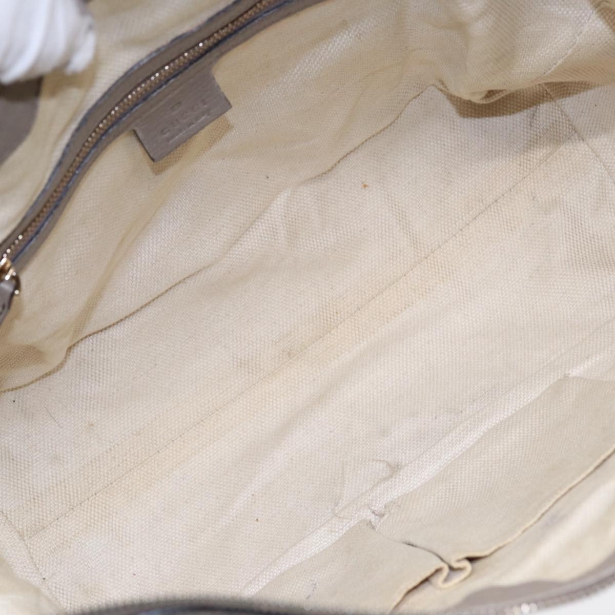 GUCCI Hand Bag Leather Gray Gold - 11