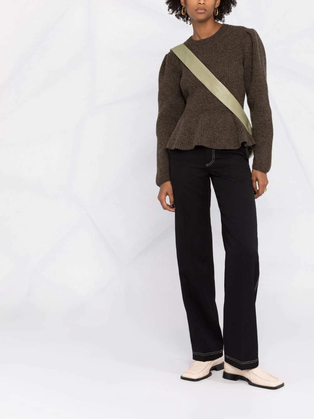 ribbed-knit peplum-hem jumper - 2