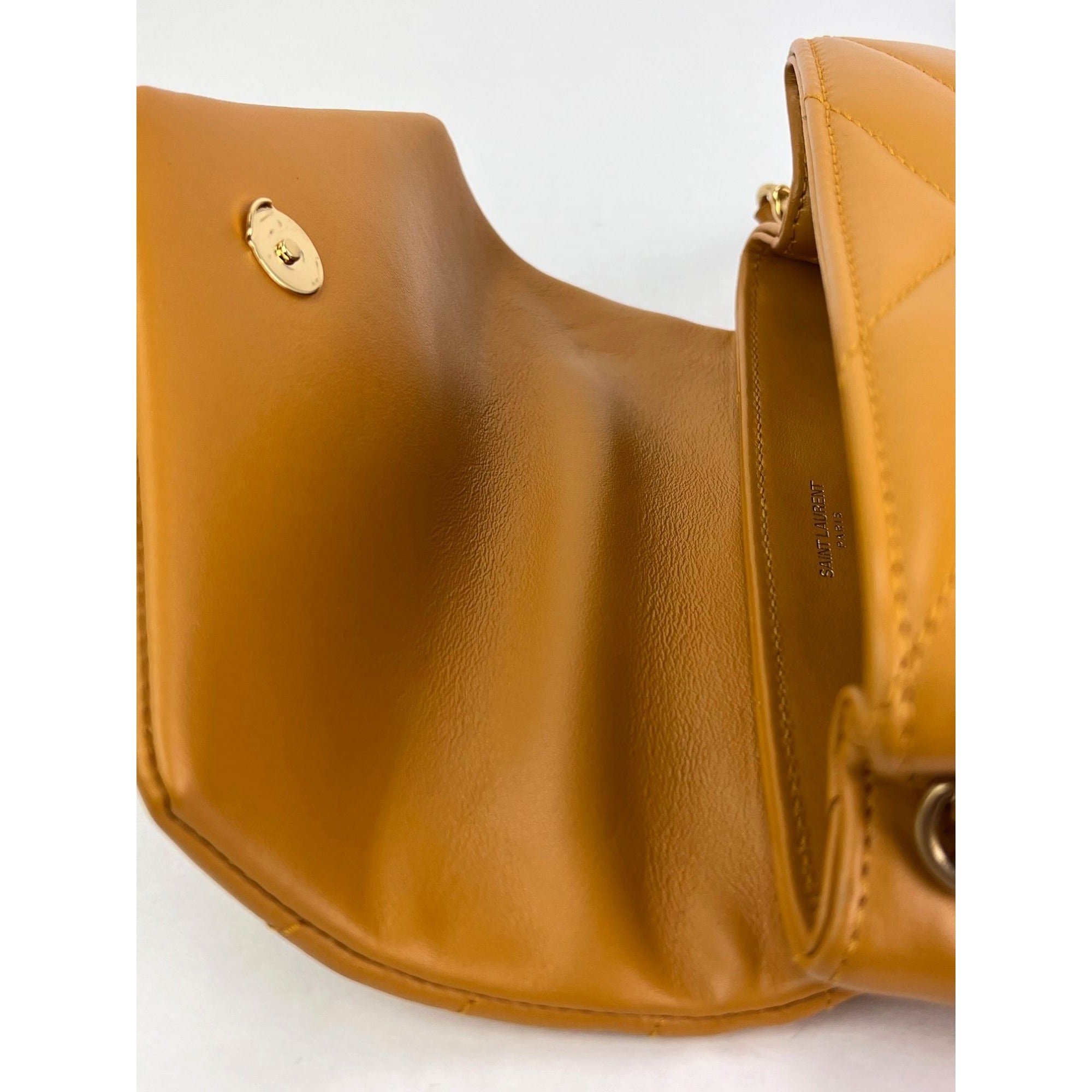 Saint Laurent Calfskin Quilted Toy Loulou Yellow Crossbody Bag - 9