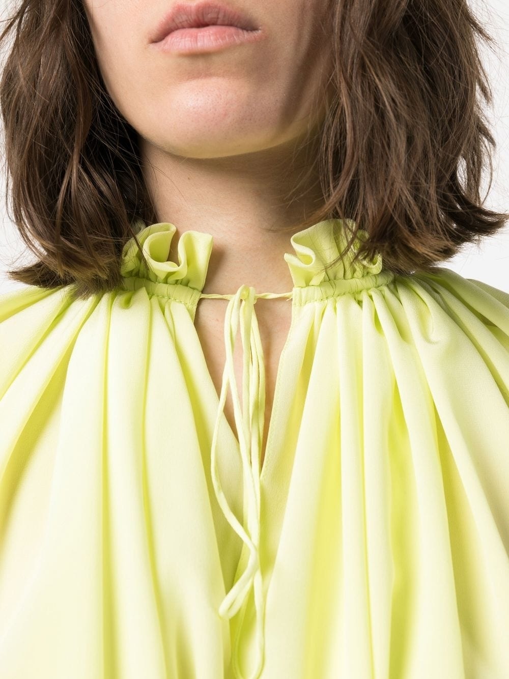pleated-neckline silk blouse - 5