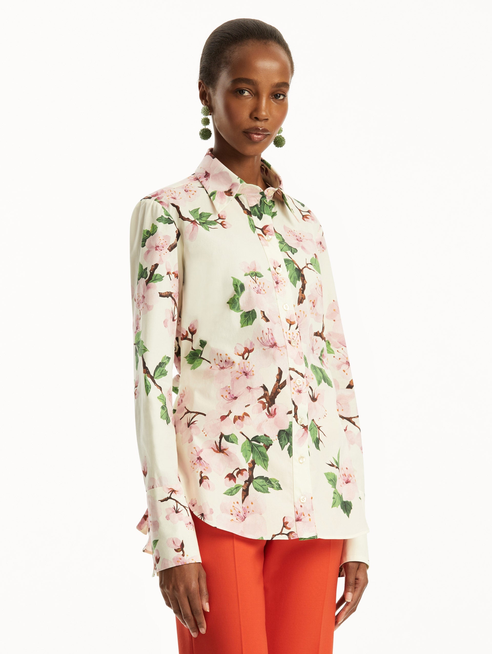 CHERRY BLOSSOM COTTON POPLIN BLOUSE - 5