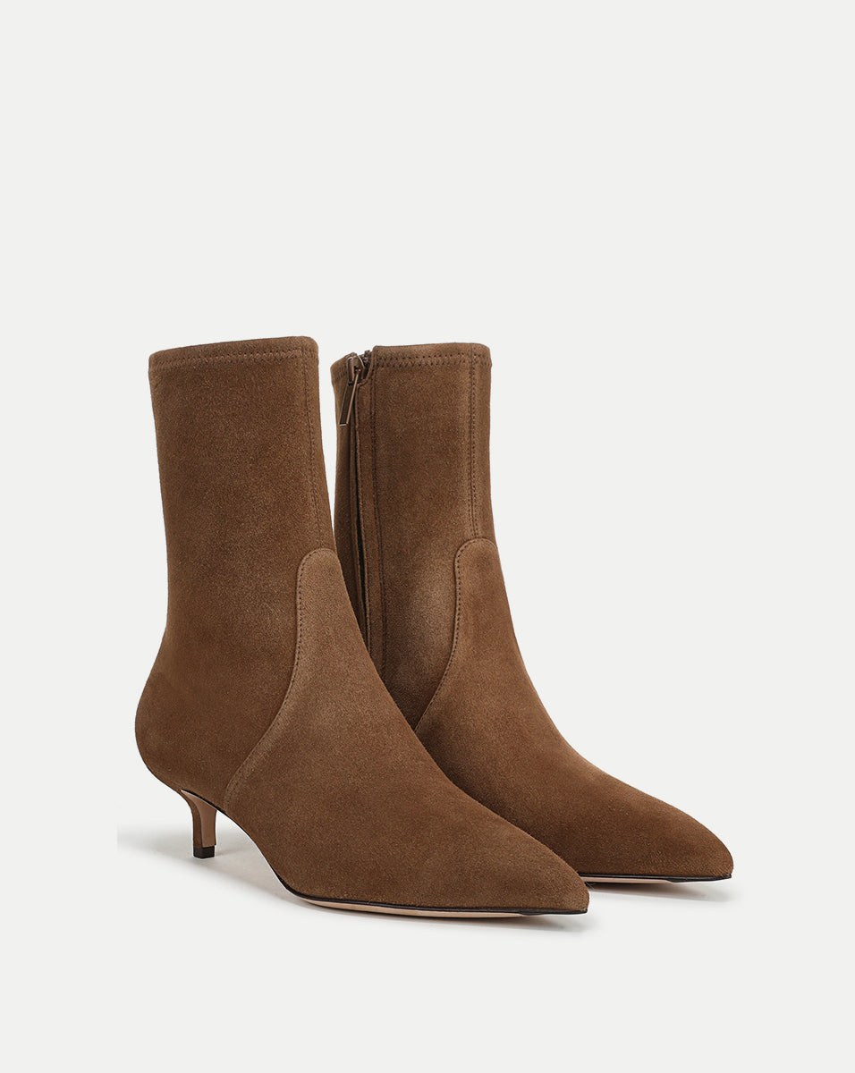 LISA STRETCH KITTEN-HEEL BOOTIE - 2