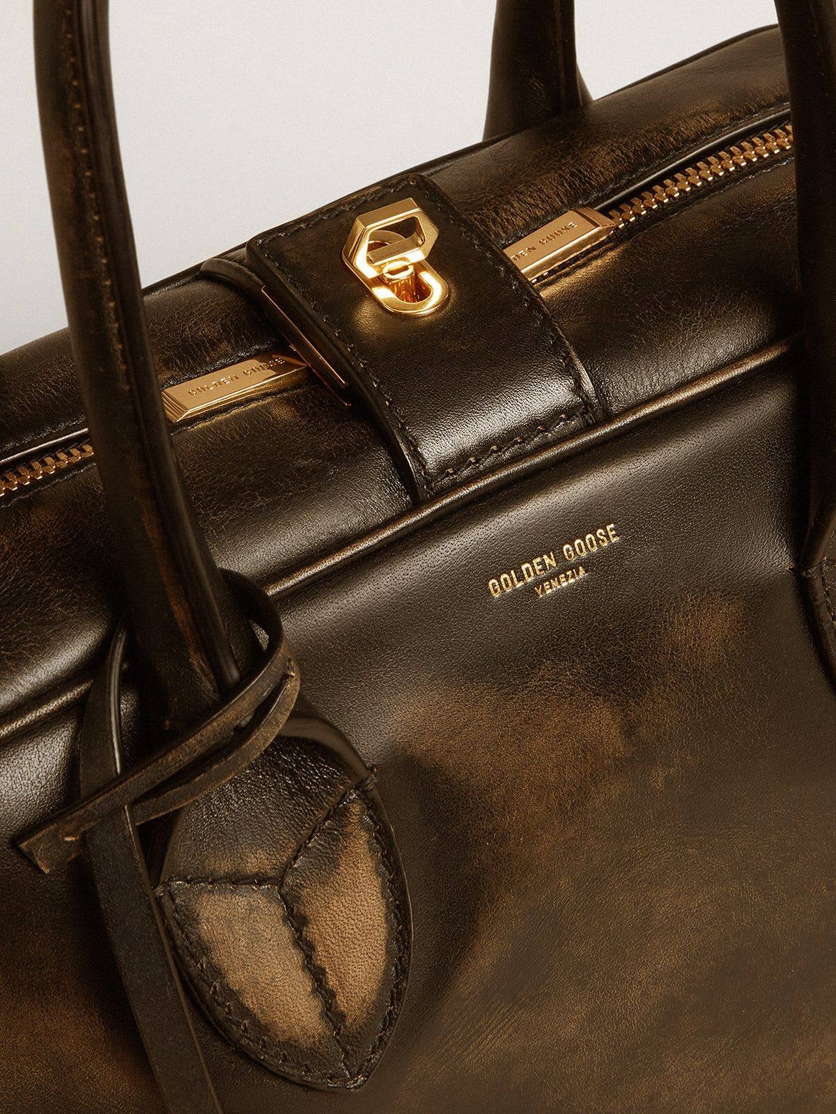 Vita Bag in black distressed leather with gold details - 6
