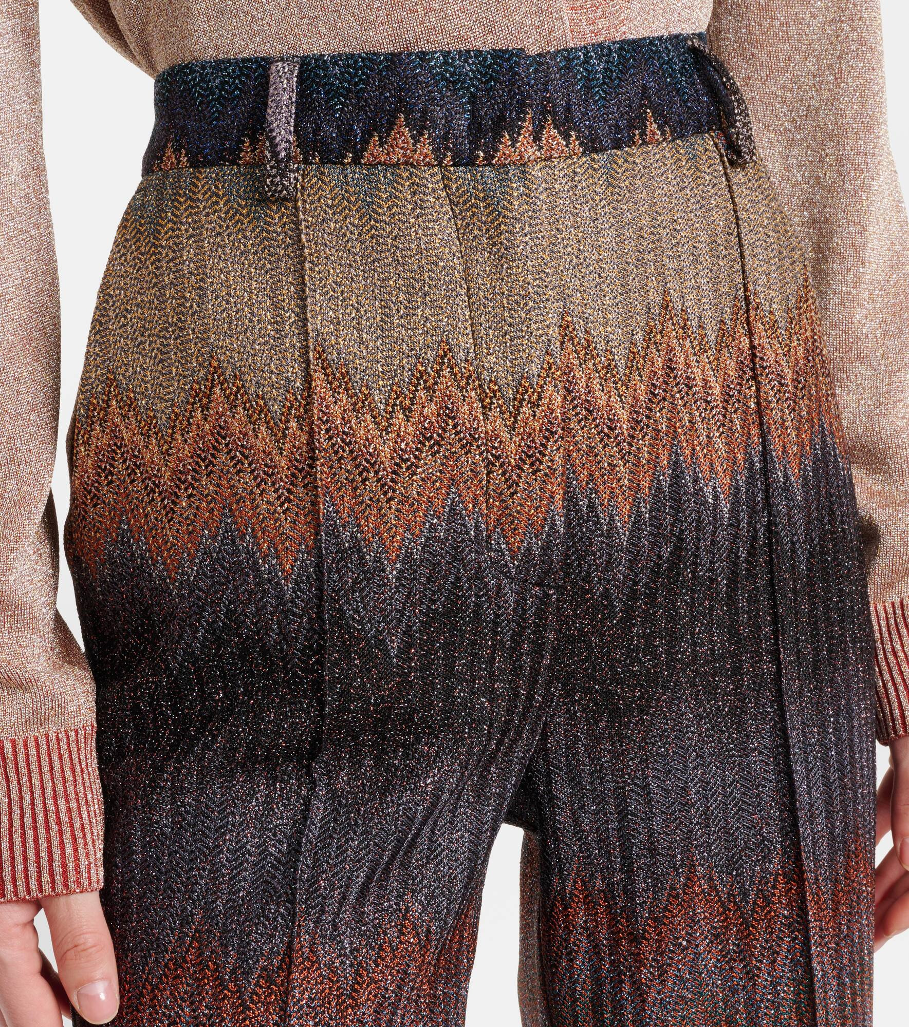 Zigzag lamé flared pants - 4