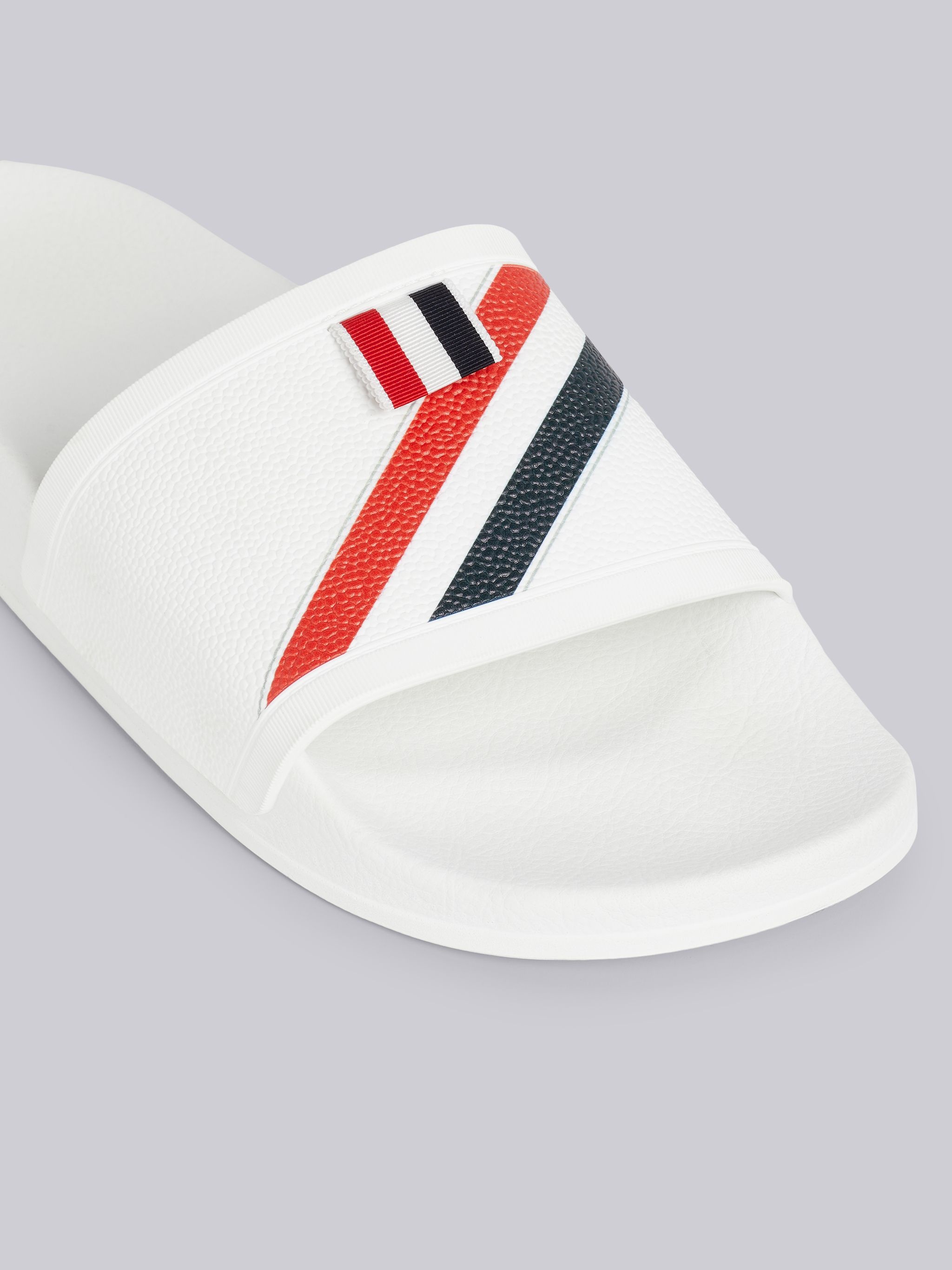 White Rubber Diagonal Stripe Pool Slide - 2