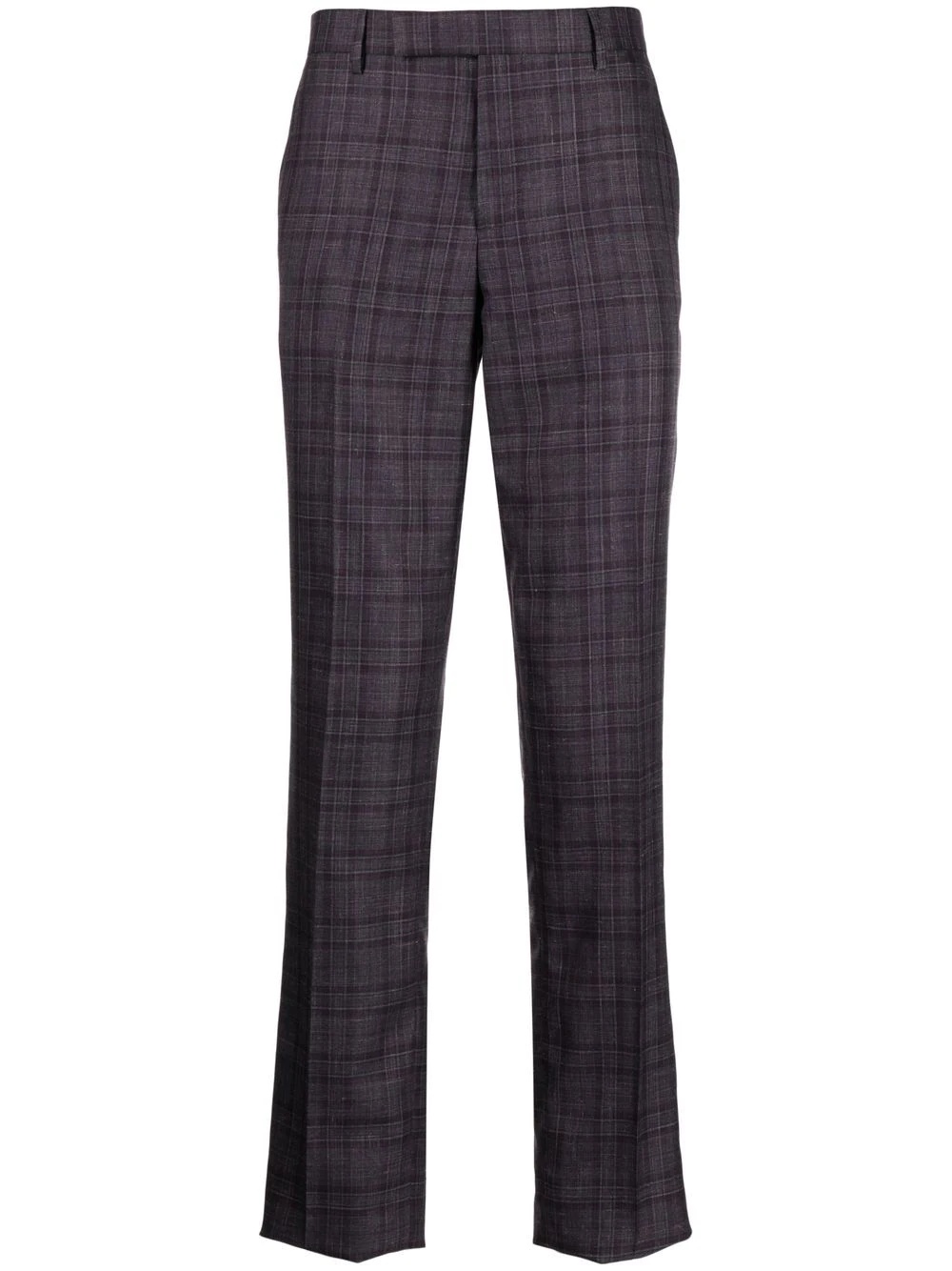 check-pattern straight-leg trousers - 1