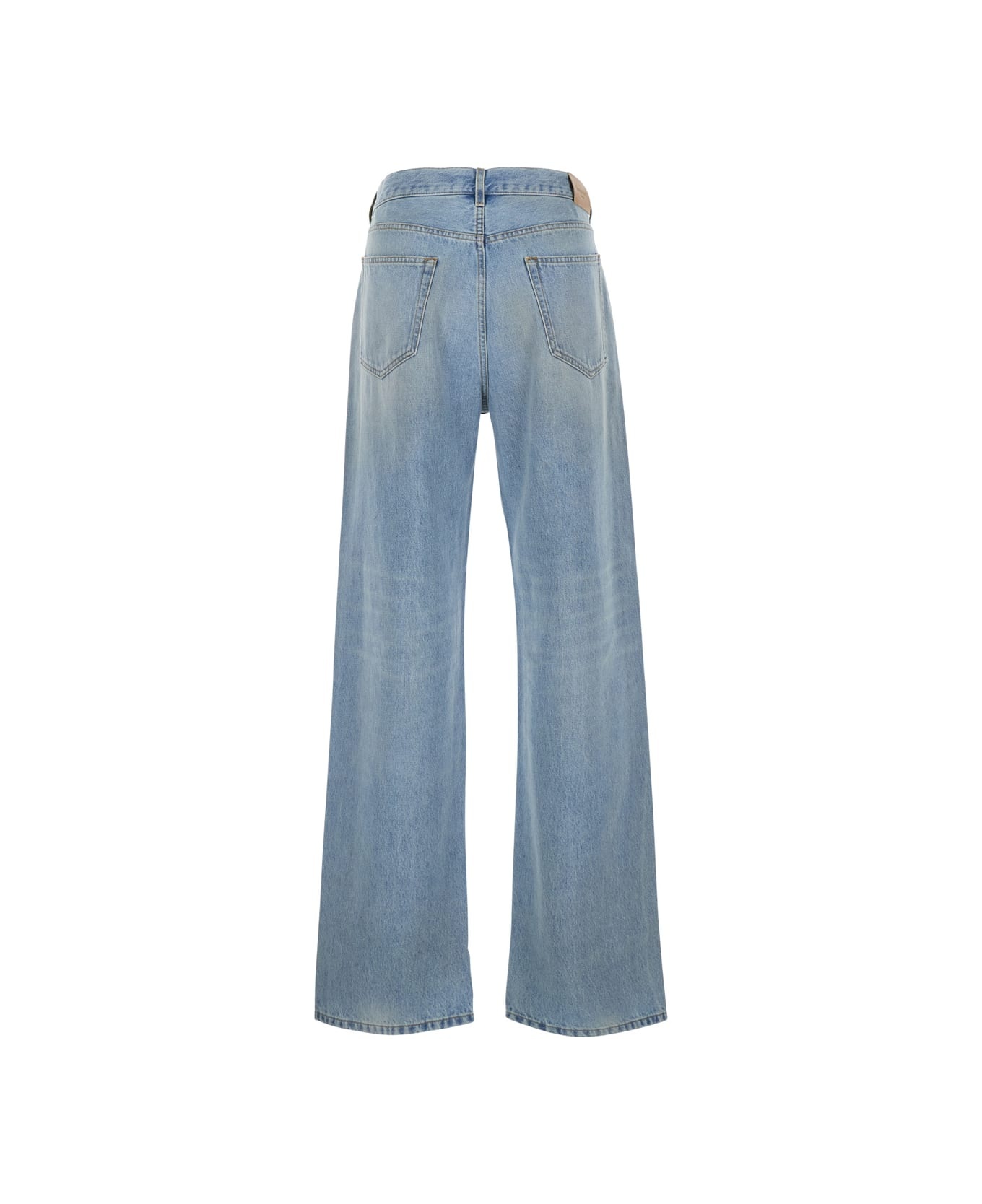 Light Blue Five Pocket Jeans With Logo Patch On The Back In Denim Man - 2