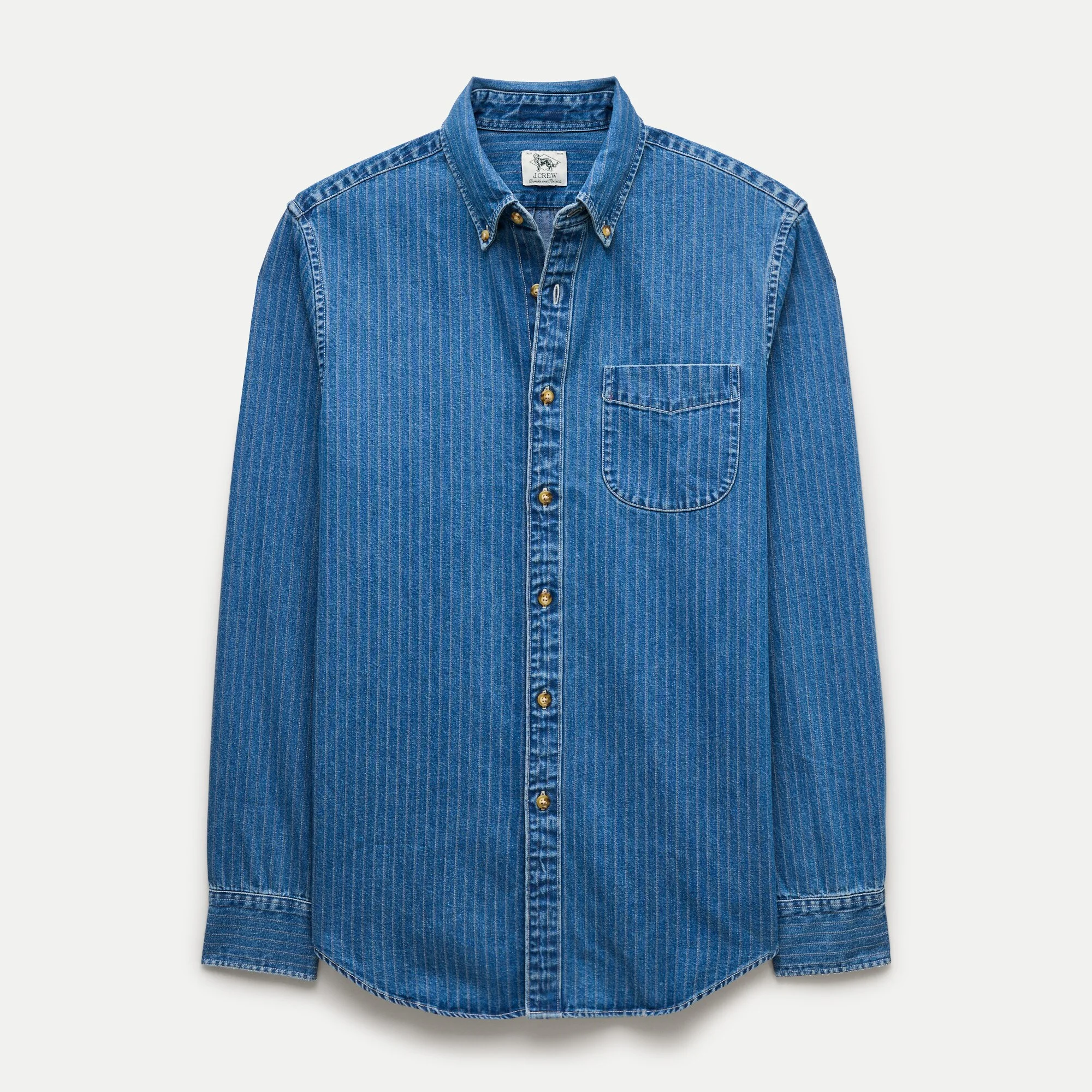 Midweight denim shirt in dobby stripe - 1