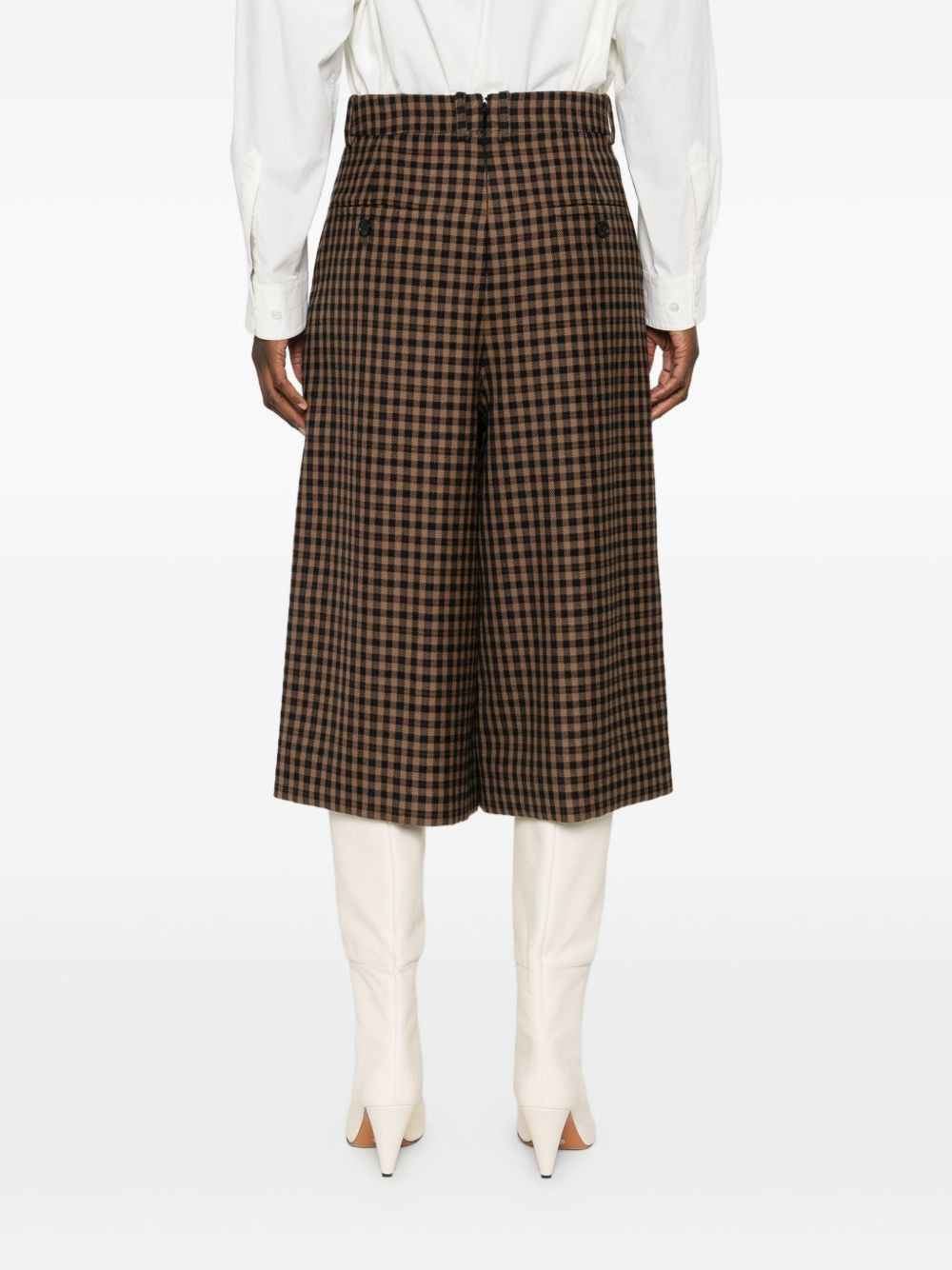 gingham-check straight-leg culottes - 4