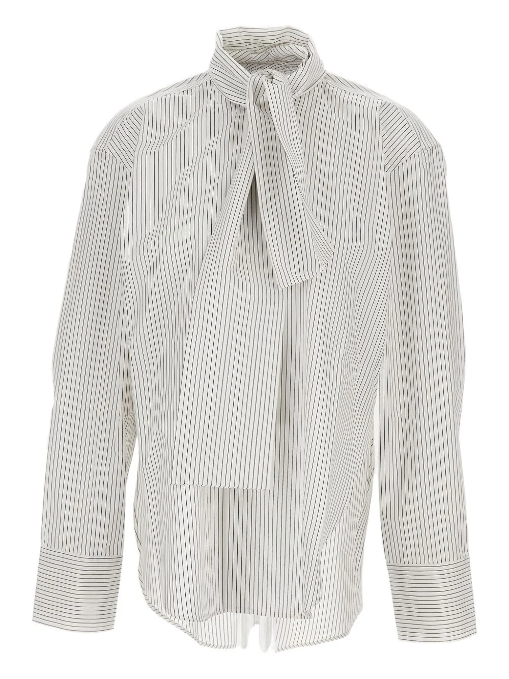 striped tie-neck shirt - 1