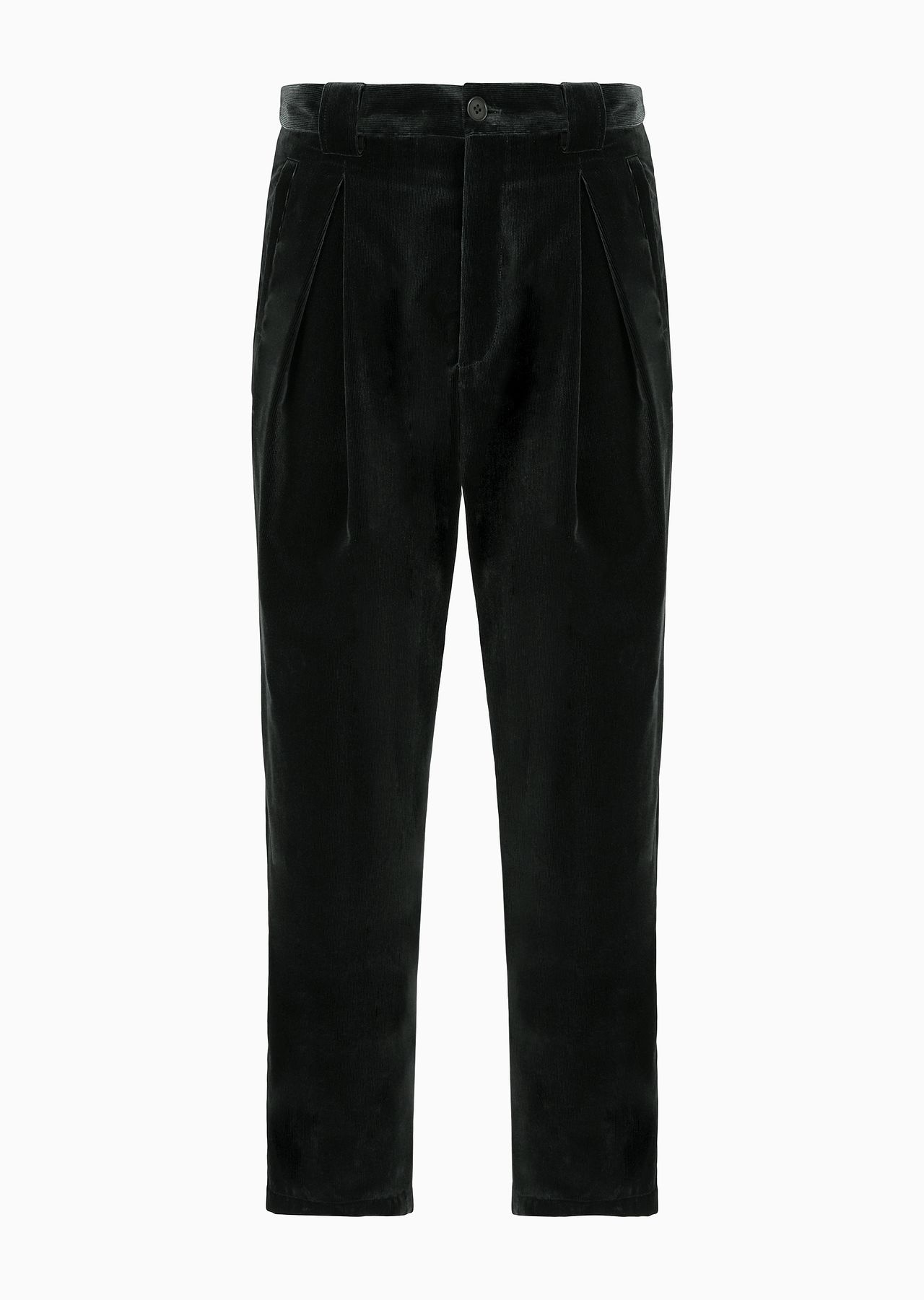 Single-pleat velvet trousers - 1