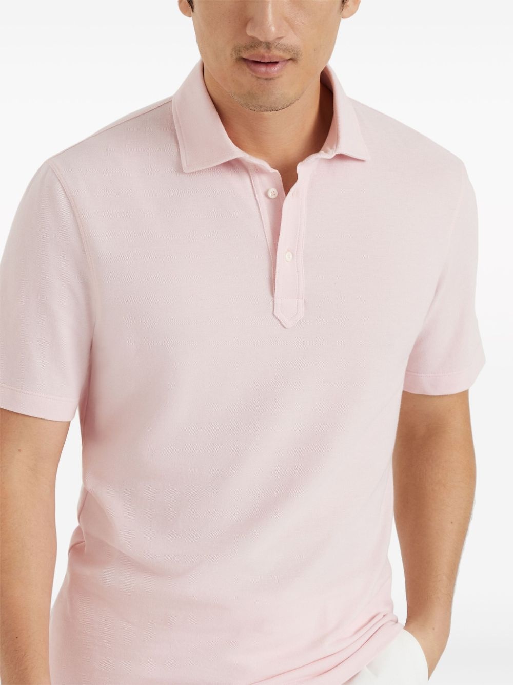 button-fastening cotton polo shirt - 3