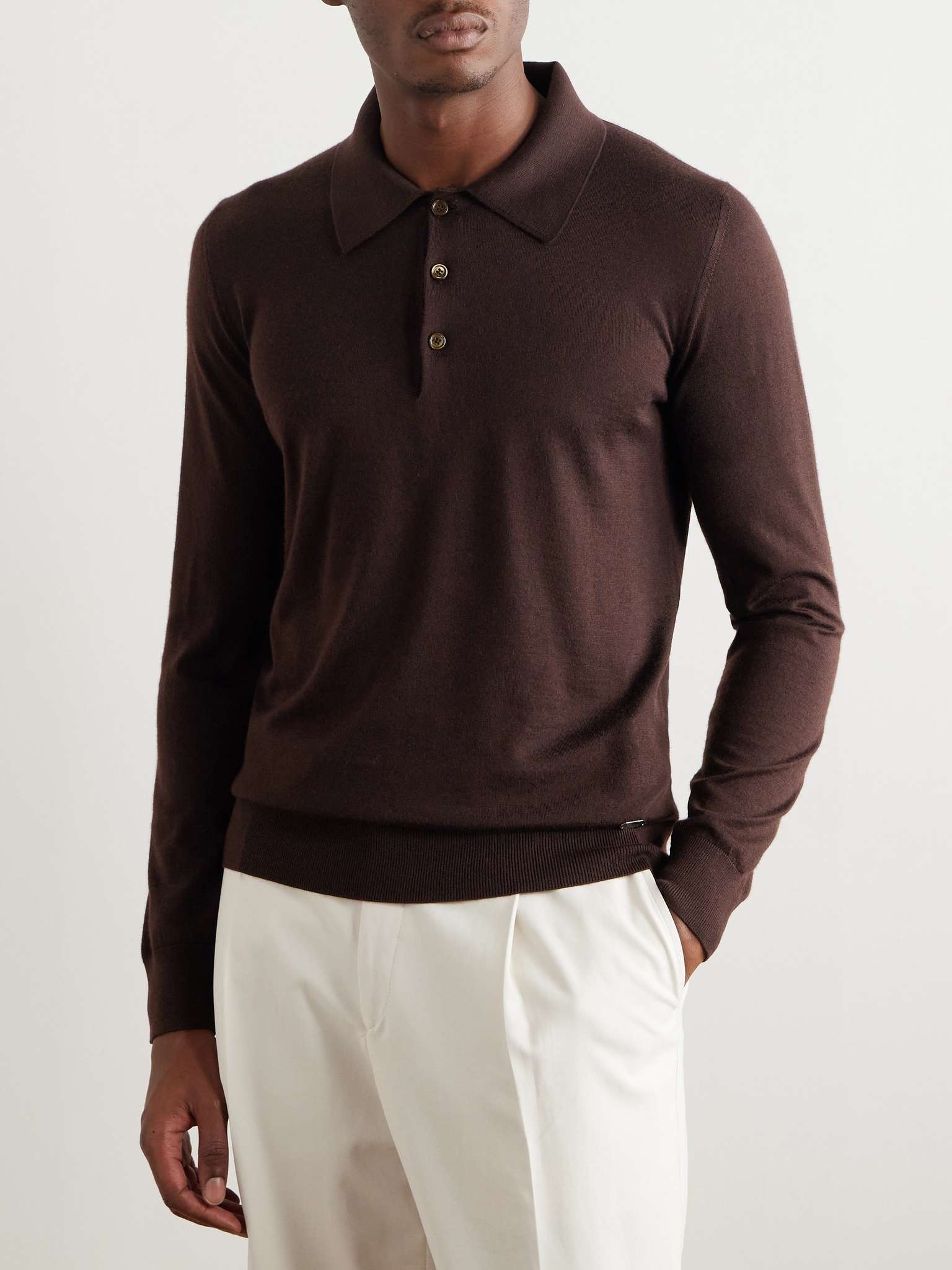 Slim-Fit Cashmere and Silk-Blend Polo Sweater - 3