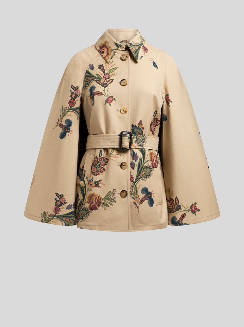 CAPE-STYLE TRENCH COAT WITH FLORAL PRINT 1