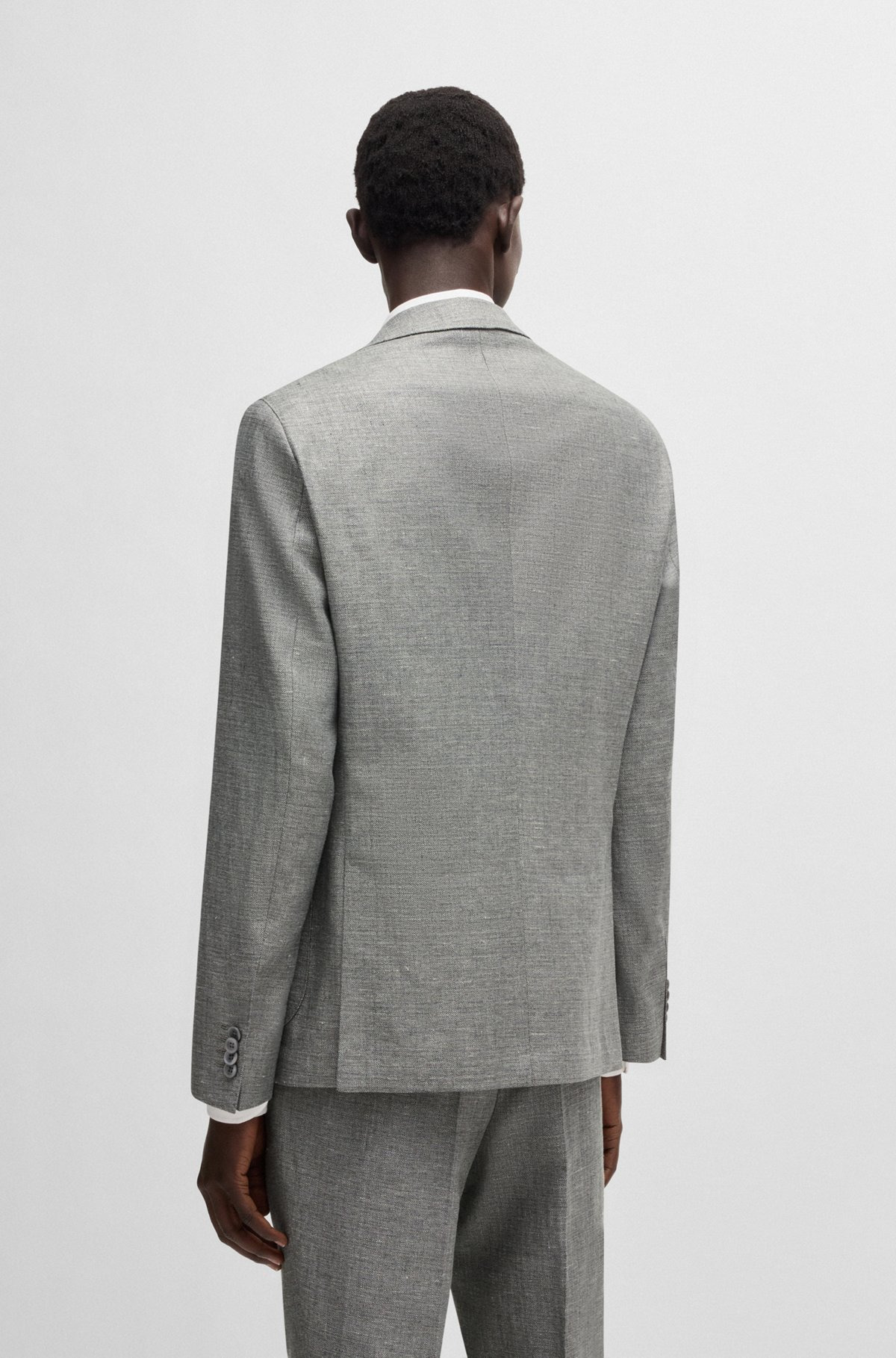 SLIM-FIT BLAZER IN MICRO-PATTERNED FABRIC - 4