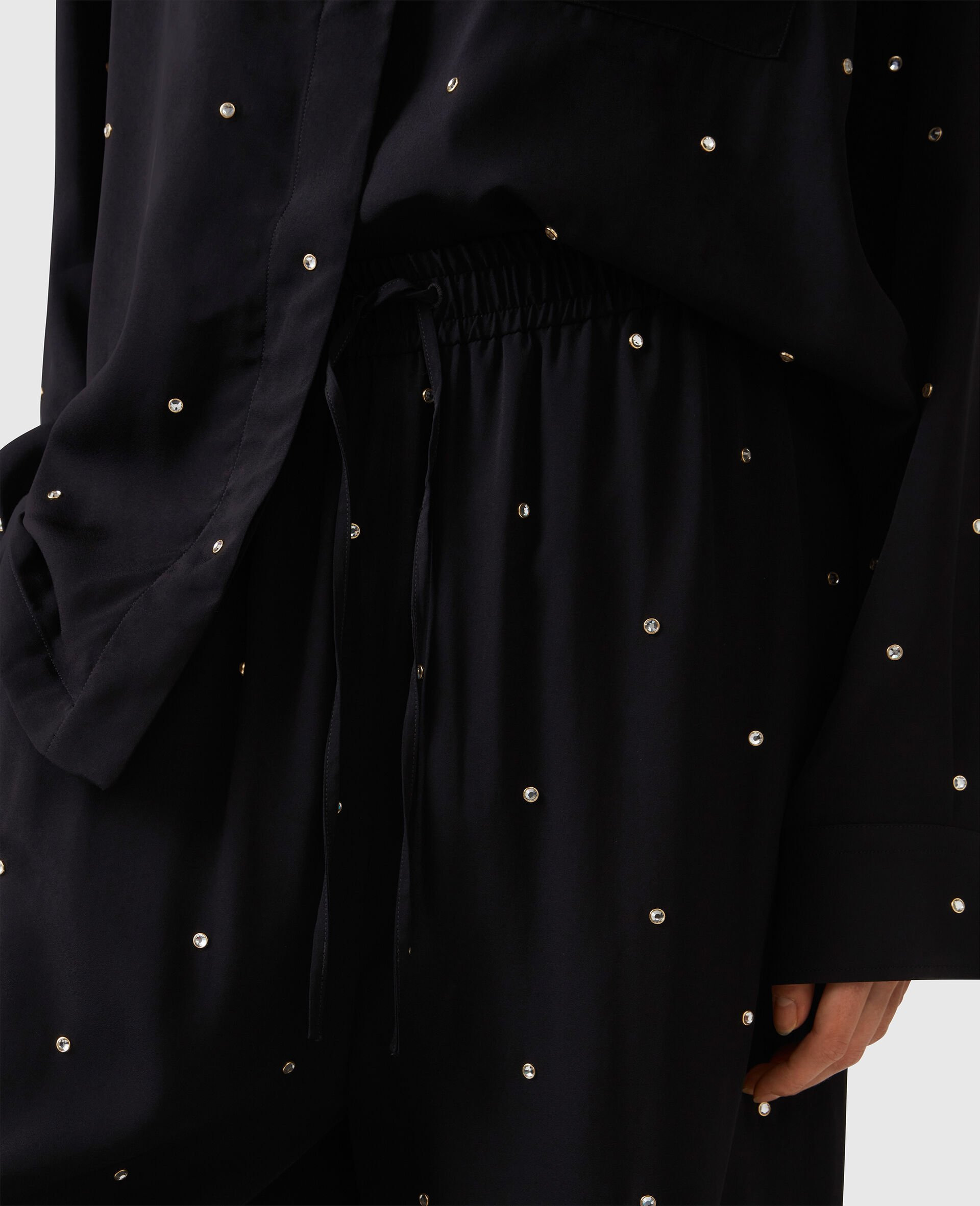 Lead-Free Crystal High-Rise Wide-Leg Pants - 4