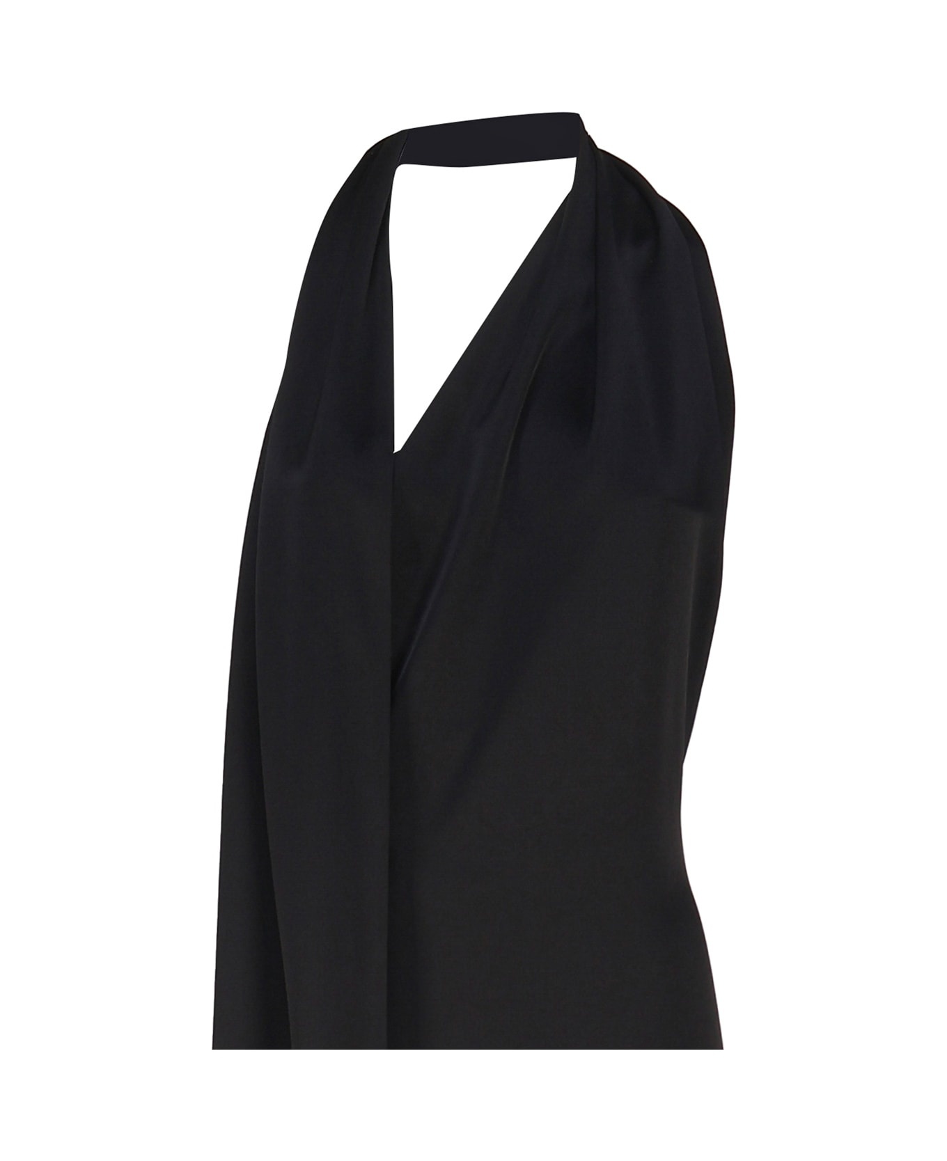 Black Satin Long Dress - 2