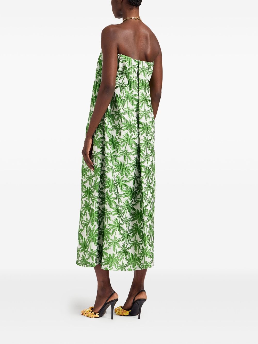 Filter palm-print strapless midi dress - 3