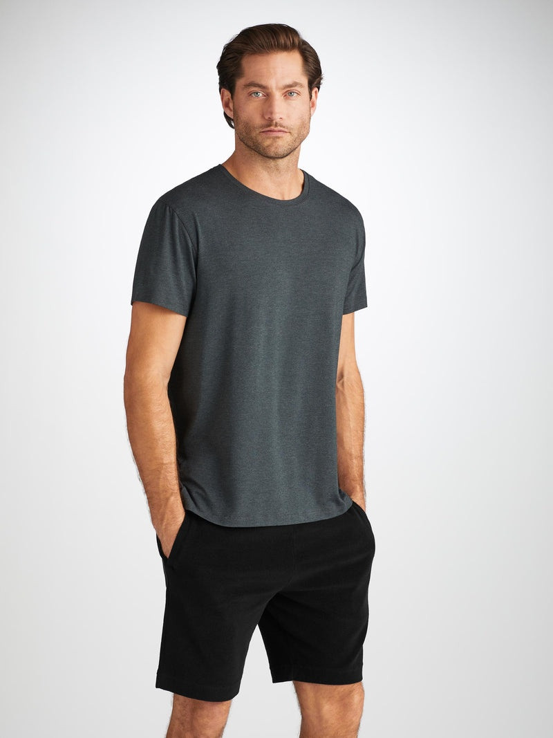 Derek Rose Men's Towelling Shorts Isaac Terry Cotton Black outlook
