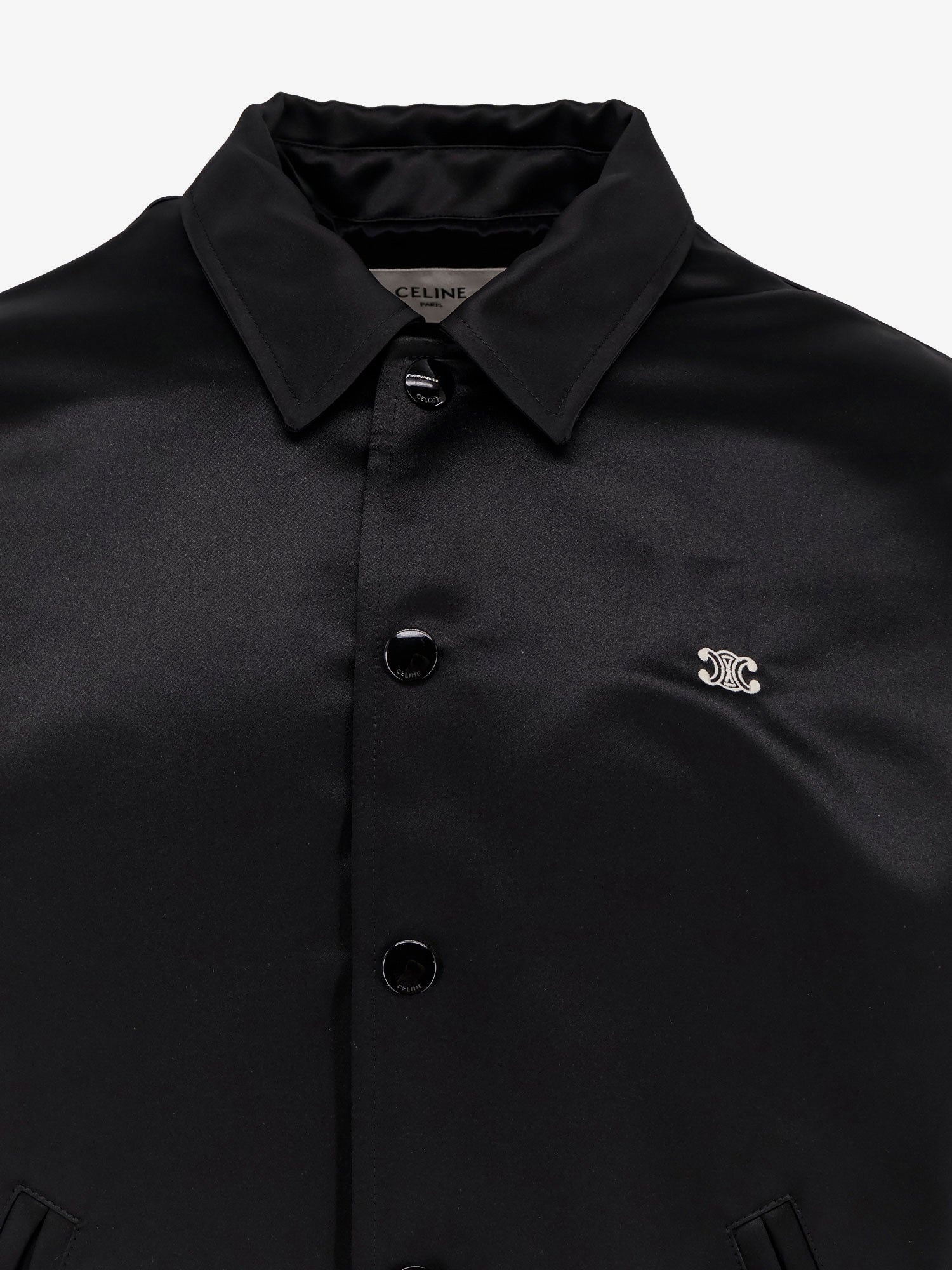 Celine Men Satin Bomber With Logo Embroidery - 3