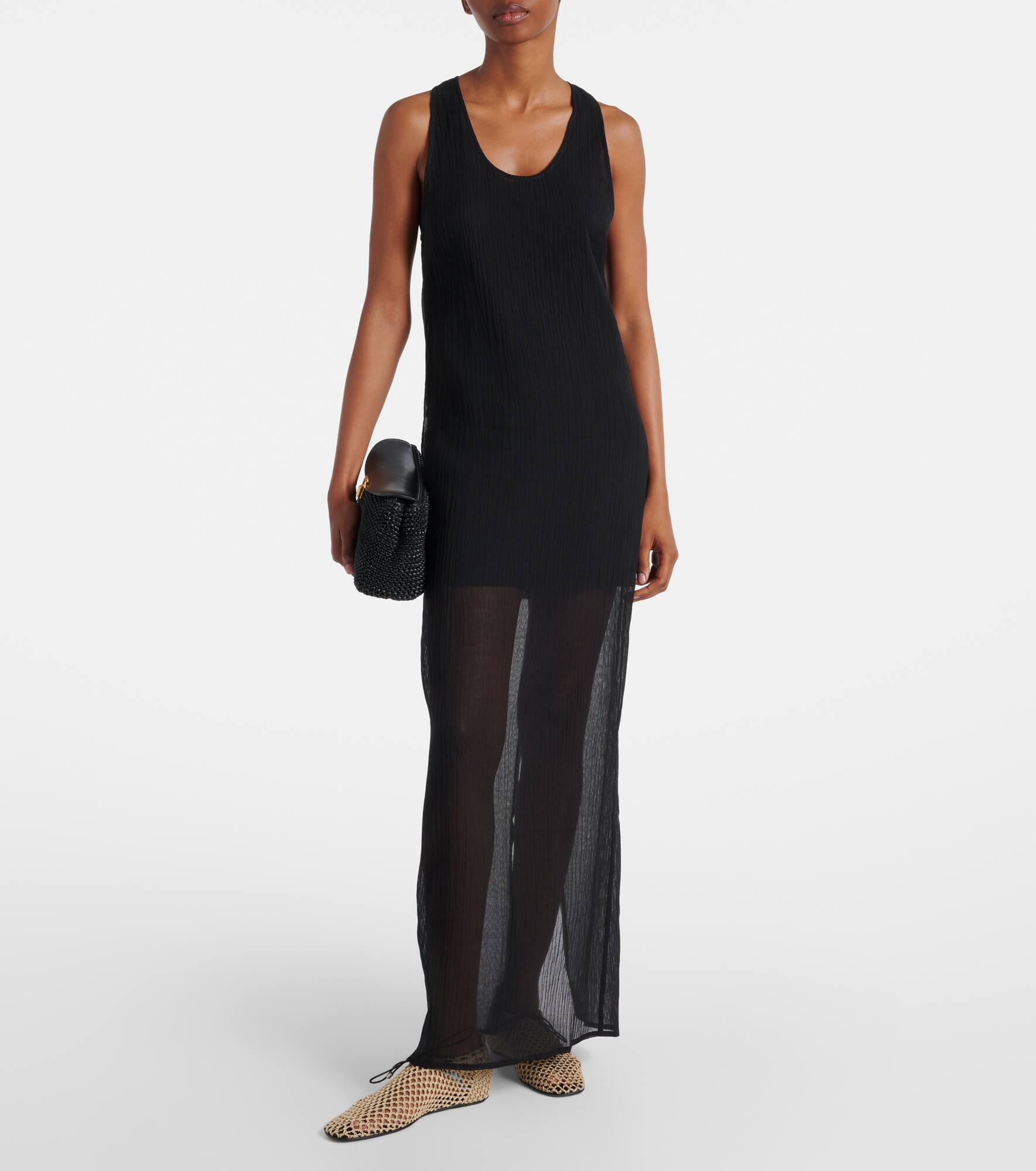 Semi-sheer cotton and silk maxi dress - 2