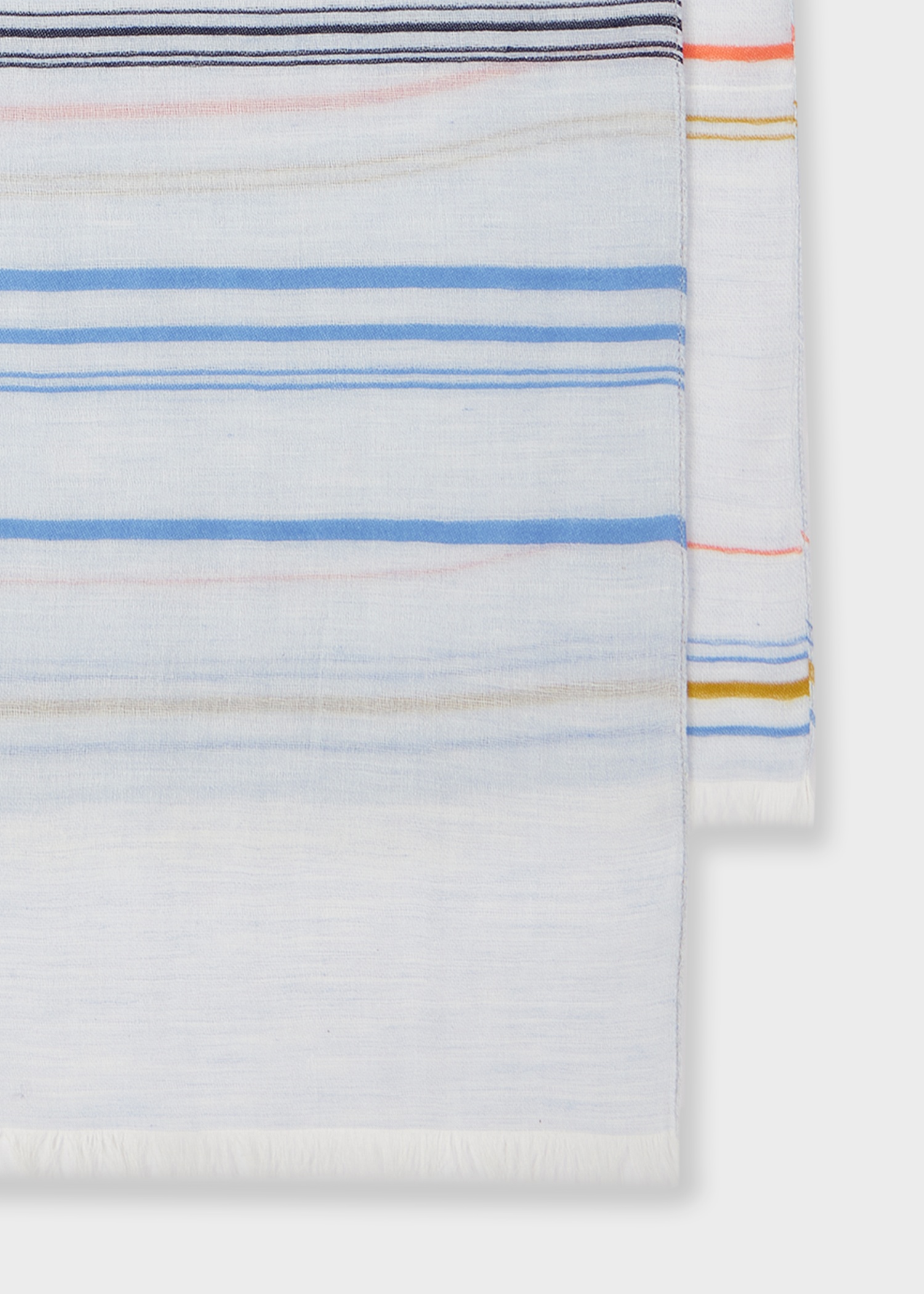 Blue Cotton-Blend Thin Stripe Scarf - 2