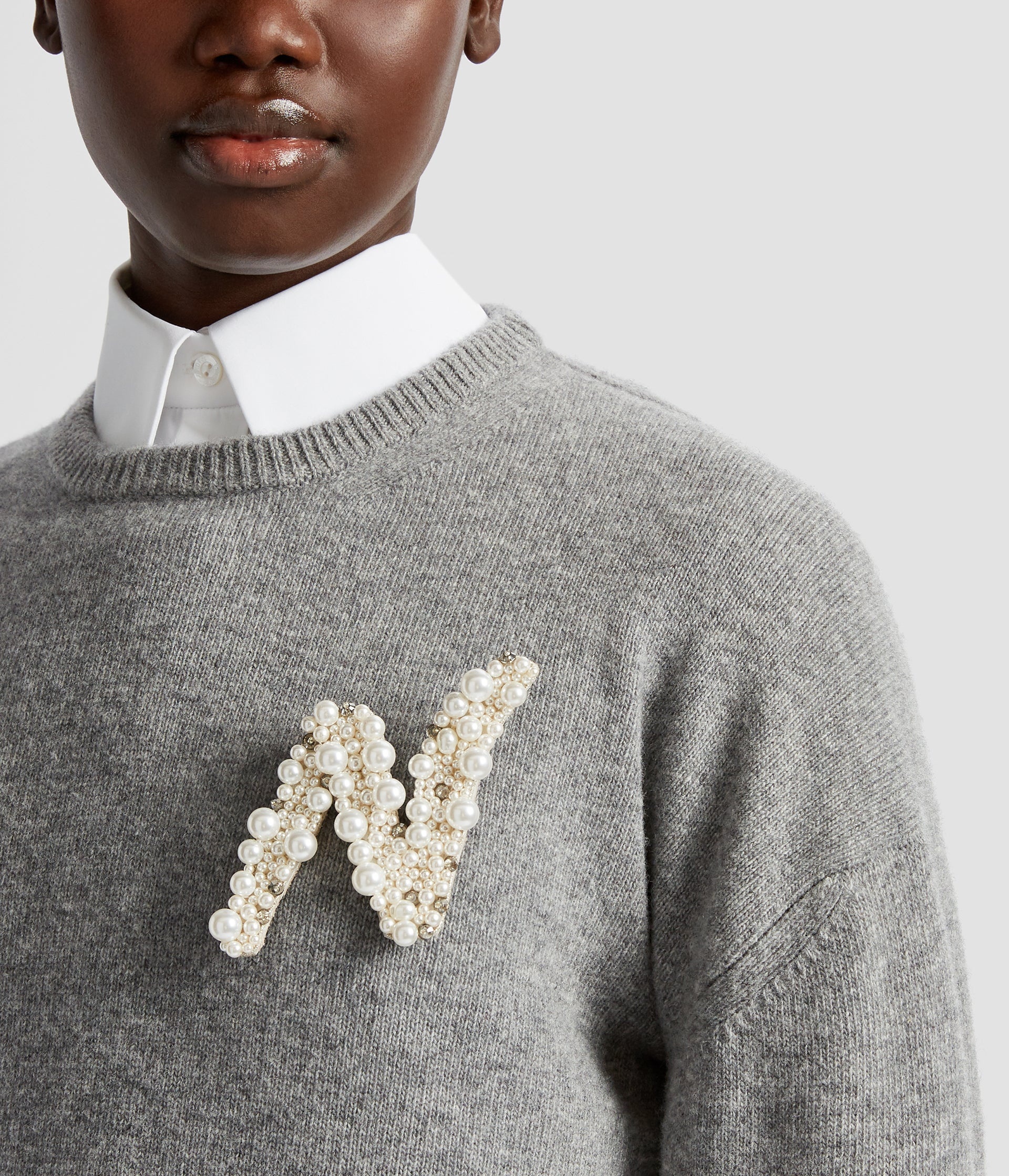 PEARL ALPHABET BROOCH N - 2
