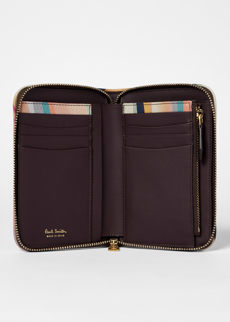 Women's Burgundy 'Faded Swirl' Trim Medium Zip Around Purse 4