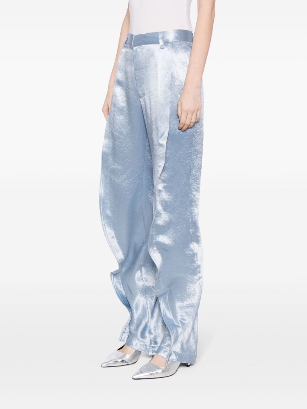 ruffled satin trousers - 3